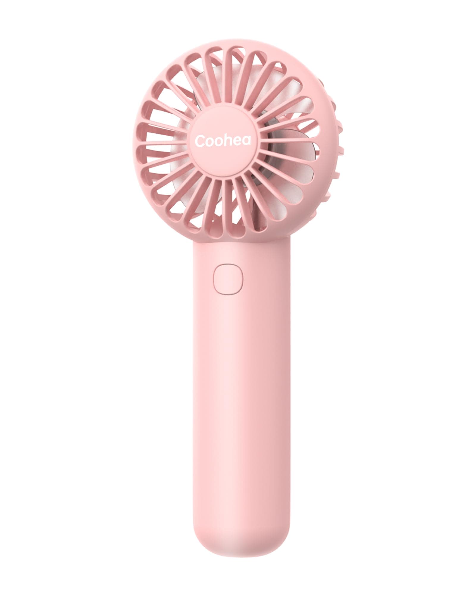 Mini Handheld Fan, Small Cute Design, 3 Powerful Speeds, USB Rechargeable Battery Operated, Personal Portable Fan with Base & Lanyard, for Eyelash Makeup Travel Beach Office Desk, Pink