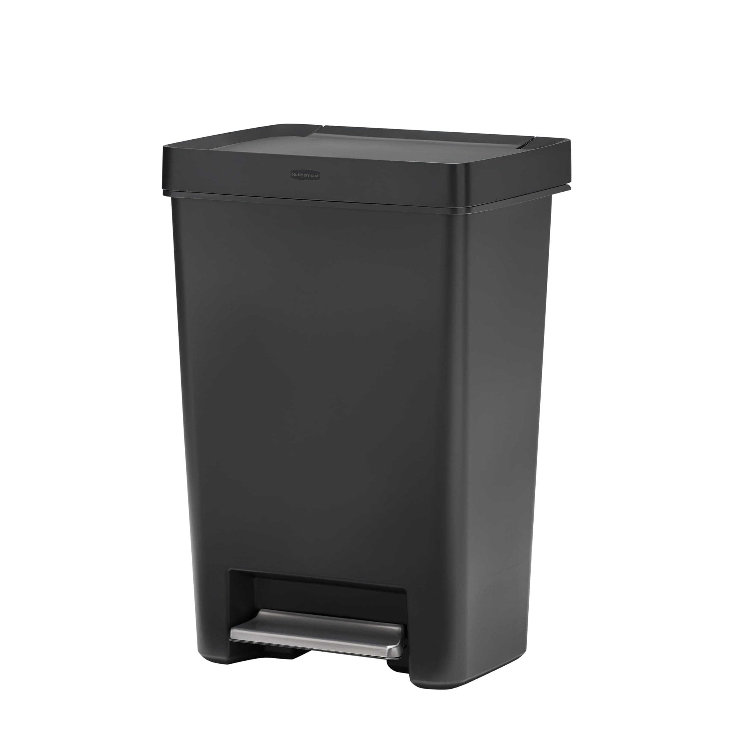 Rubbermaid Premier Series II Step-On Trash Can for Home and Kitchen, with Lid Lock and Slow Close, 12.4 Gallon, Charcoal, for Home/Kitchen/Garage/Apartment/Office 12.4G - Classic Plastic