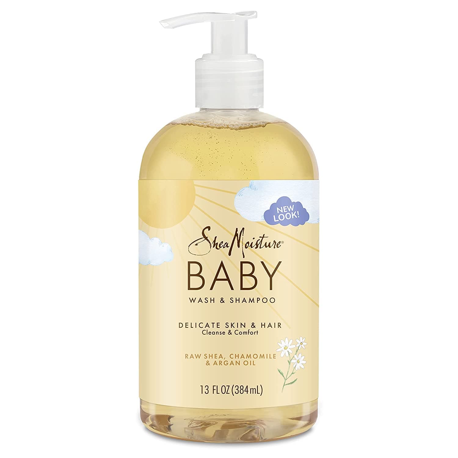 SheaMoisture Baby Wash & Shampoo for All Skin Types Raw Shea, Chamomile & Argan Oil Baby Wash and Shampoo with Frankincense & Myrrh to Help Cleanse 13 oz, Gold, Packaging may vary Chamomile & Argan 13 Fl Oz (Pack of 1)
