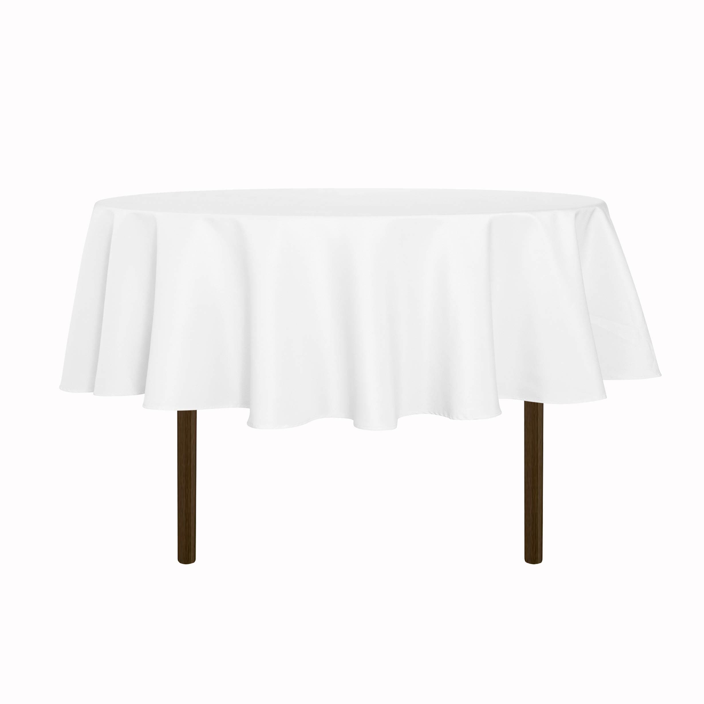 sancua 60 Inch Round Tablecloth (Fits 20-48 Inch Tables), Water Resistant Spill Proof Washable Polyester Table Cloth Decorative Fabric Table Cover for Dining, Buffet Parties and Camping, White White 60" (Round)