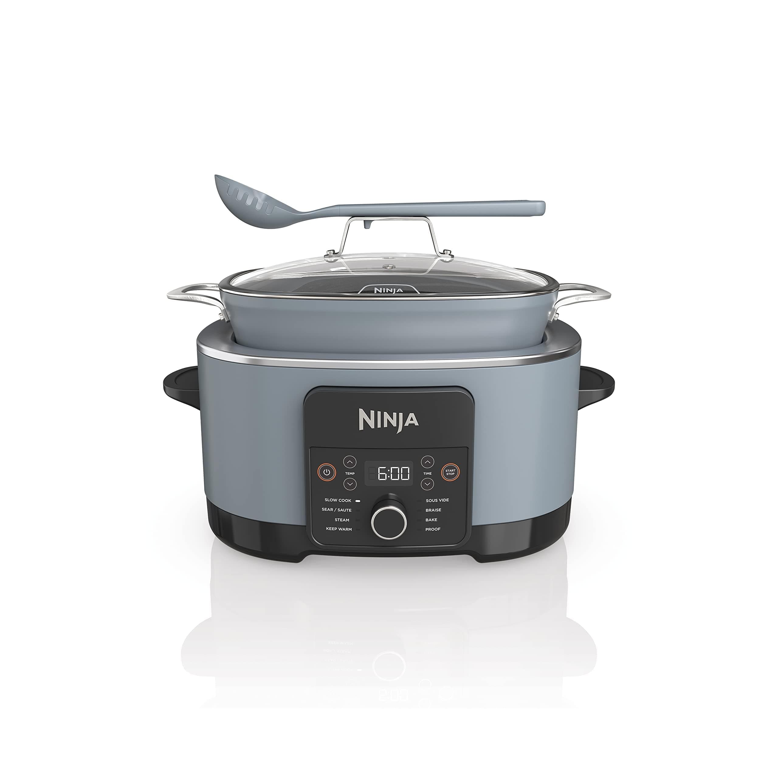 Ninja MC1001 Foodi PossibleCooker PRO 8.5 Quart Multi-Cooker, with 8-in-1 Slow Cooker, Dutch Oven, Steamer, Glass Lid Integrated Spoon, Nonstick, Oven Safe Pot to 500°F, Sea Salt Gray Sea Salt Gray 8.5 Quarts