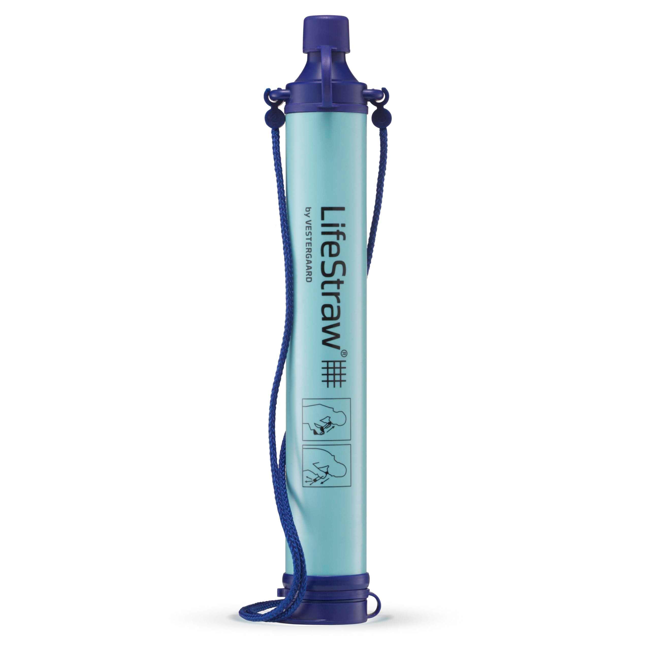 LifeStraw Personal Water Filter for Hiking, Camping, Travel, and Emergency Preparedness Blue 1 Pack
