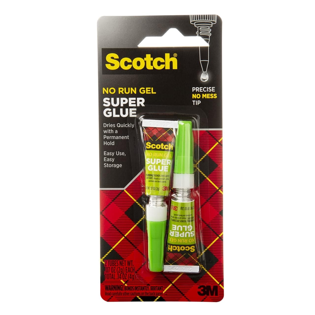 Scotch Super Glue Gel, .07 oz, 2-Pack, Dries Quickly with a Permanent Hold (AD112)