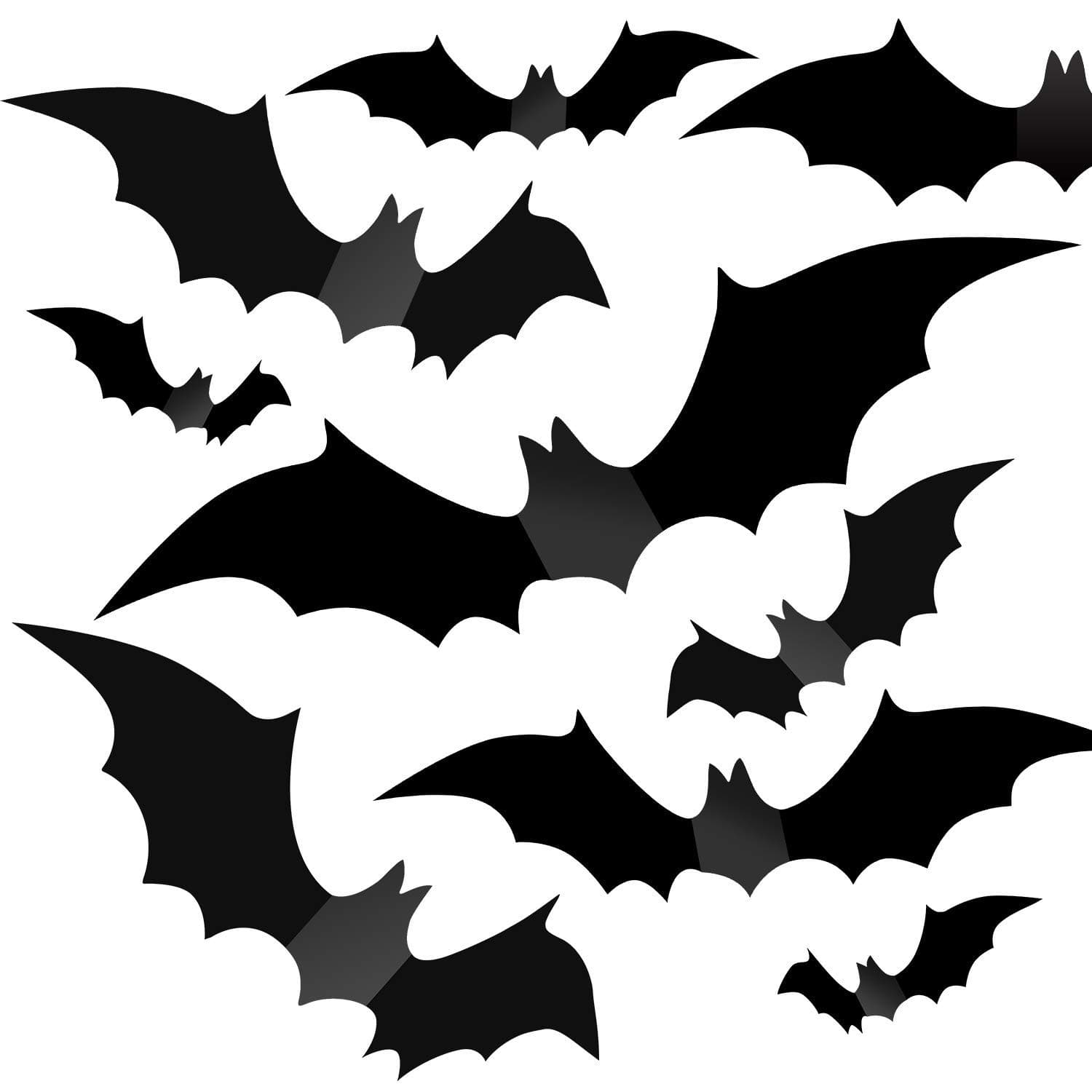 Partyreal 60Pcs Bats Halloween Decorations Party Supplies, Realistic PVC 3D Black Bat Stickers for Spooky Home Decor, DIY Wall Window Decal for Bathroom & Indoor Use (4 Sizes) 60 PCS