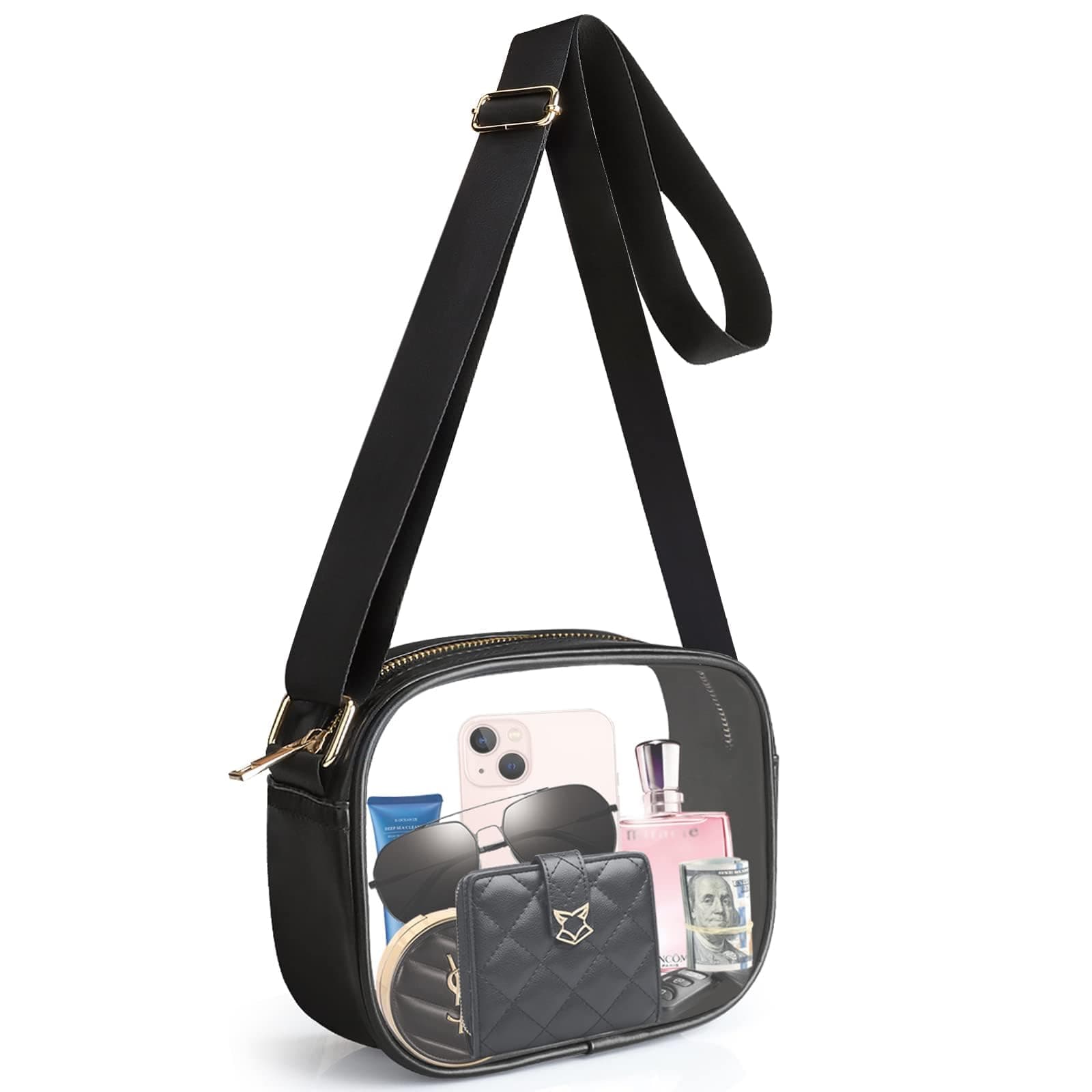 KETIEE Clear Crossbody Bag, Stadium Approved Clear Purse Bag for Concerts Sports Events Festivals G-1 Black