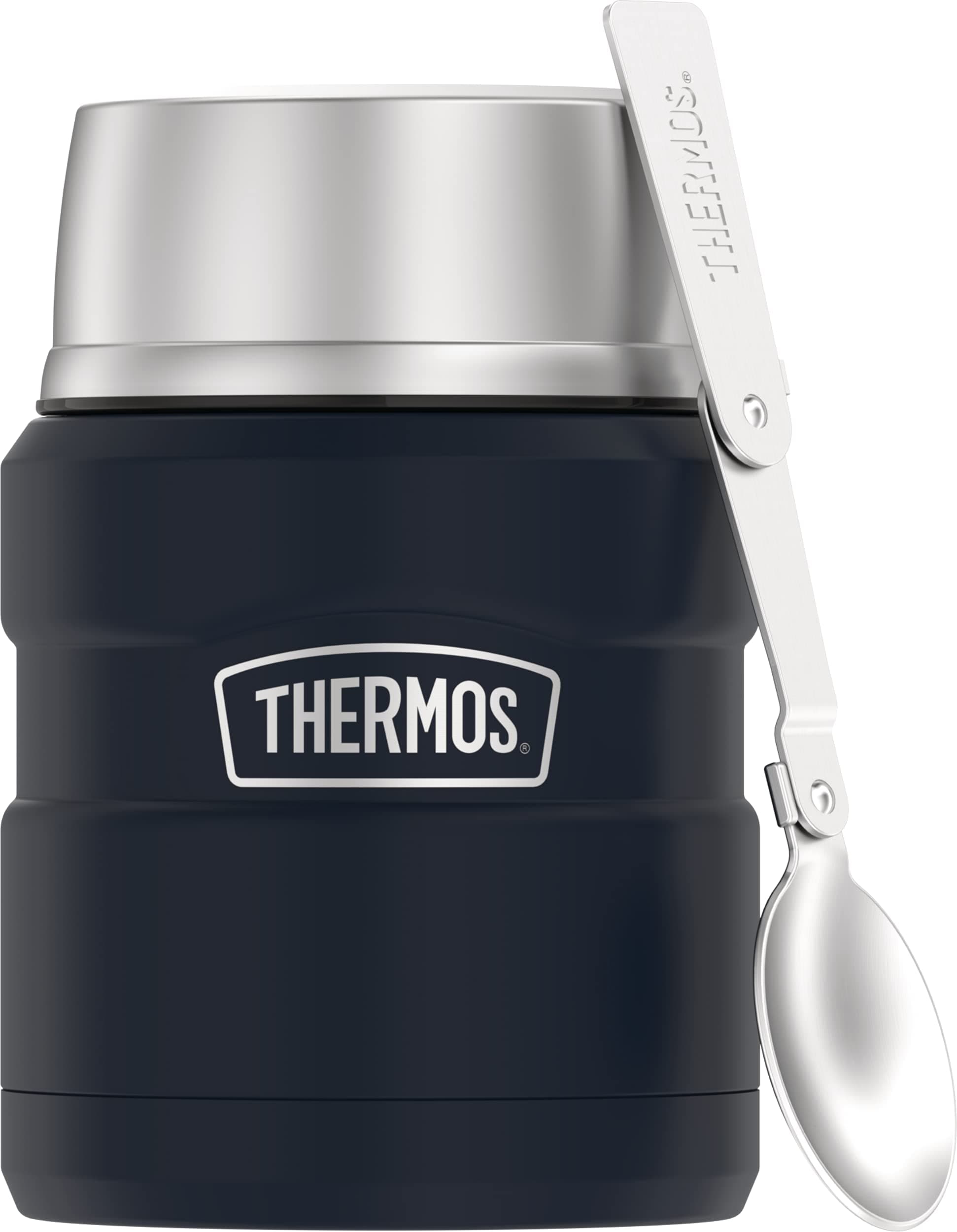 THERMOS Stainless King Vacuum-Insulated Food Jar with Spoon, 16 Ounce, Midnight Blue Midnight Blue 16 Ounces