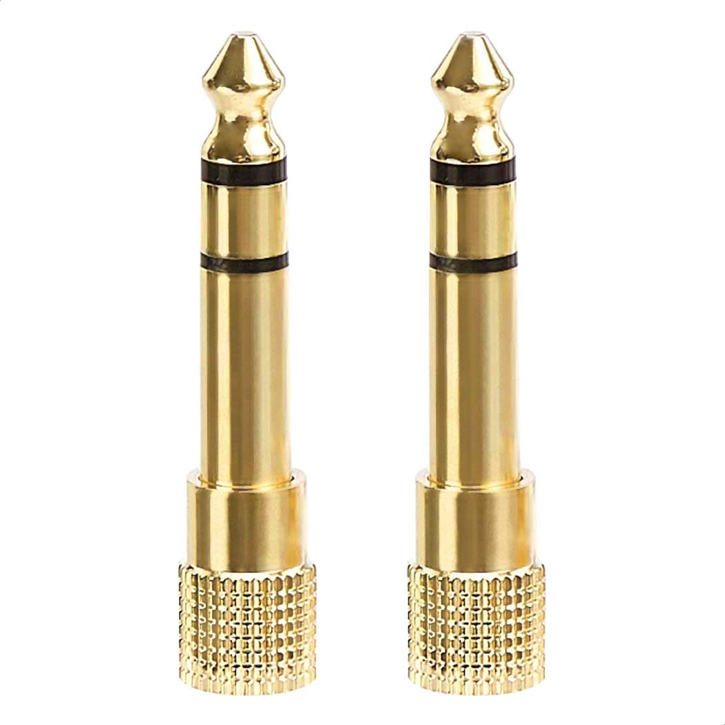 Amazon Basics Gold Plated 6.35mm 1/4 Male to 3.5mm 1/8 Female audio Stereo Headphone Adapter - 2-Pack Gold 3.5Mm (Pack Of 2)