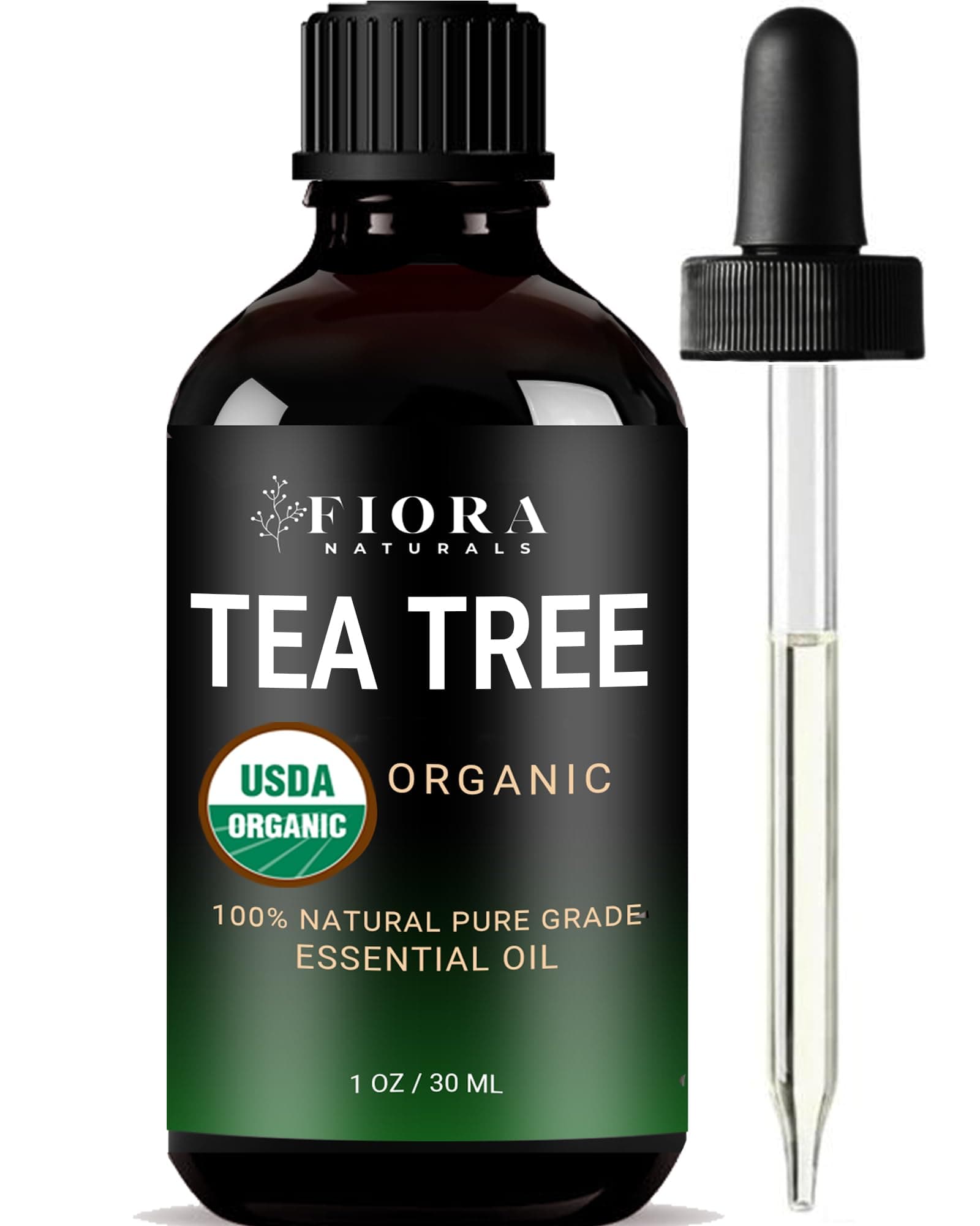 Tea Tree Oil – 100% Pure Organic Tea Tree Essential Oil for Skin, Face, Hair, Scalp, Nails, and Toenail – Therapeutic Grade Tree Tea Oil for Acne & Hair Growth – 1 fl oz - by Fiora Naturals Organic Tea Tree Oil 1 Fl Oz (Pack of 1)