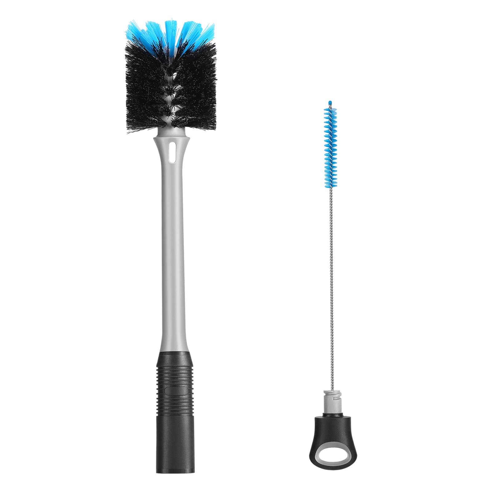 2-in-1 Bottle Brush with Straw Brush, Long Handle Water Bottle Scrubbing Brush, Built for Cleaning Sport Bottles, Baby Bottles, Water Bottles, Coffee Mugs, Wine Decanters, Flask, 1 Pack 1 Count (Pack of 1)