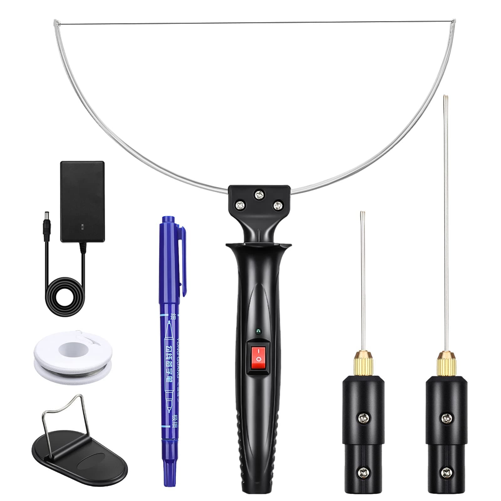 GOCHANGE 3 in 1 Foam Cutter Electric Styrofoam Cutting Tool, 100-240V / 18W Hot Knife Cutting Tool Foam with Electronic Adaptor for Small Cutting Project, DIY Craft, Foam Carving FMC-02 Metal; ABS Plastic