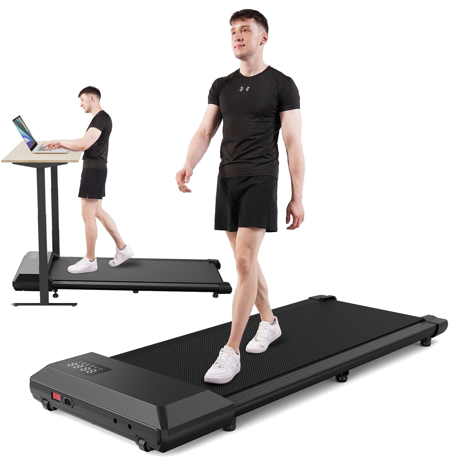 MJWW Walking Pad, 3 in 1 Under Desk Treadmill, 2.5 HP Quiet Walking Jogging Portable Treadmills for Office Home with Remote Control LED Display, 250 LBS Capacity 10-Black