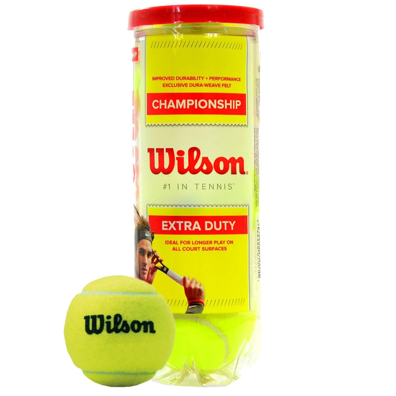 WILSON Championship Tennis Balls Extra Duty Single Can (3 Balls)