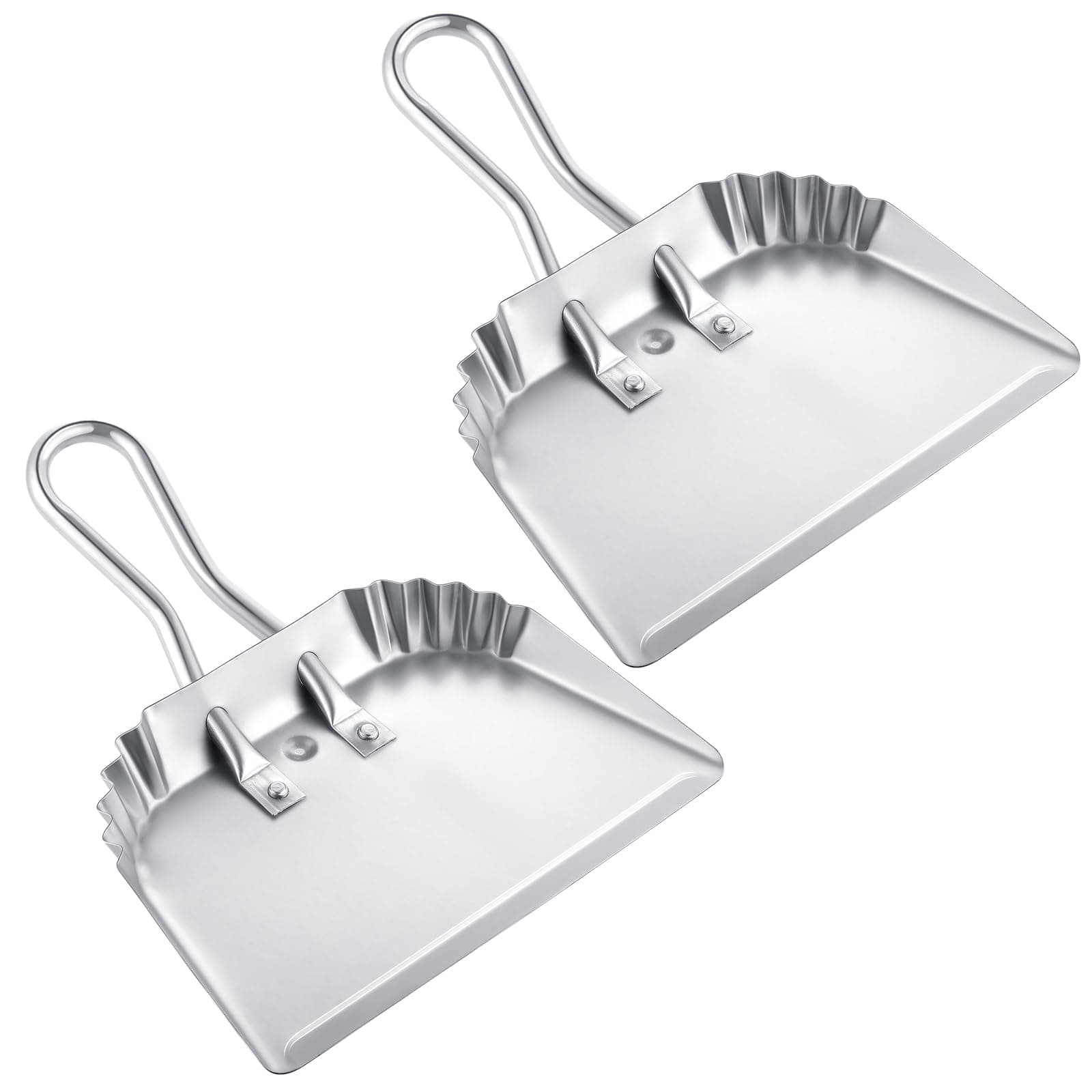 Mumufy 8 Pcs 12 Inch Heavy Duty Metal Dustpan Large Wide Dust Pans for Household Handheld Wide Scooper and Debris Cleaning Tool Ideal for Home and Commercial Use 12 Inch Silver 8