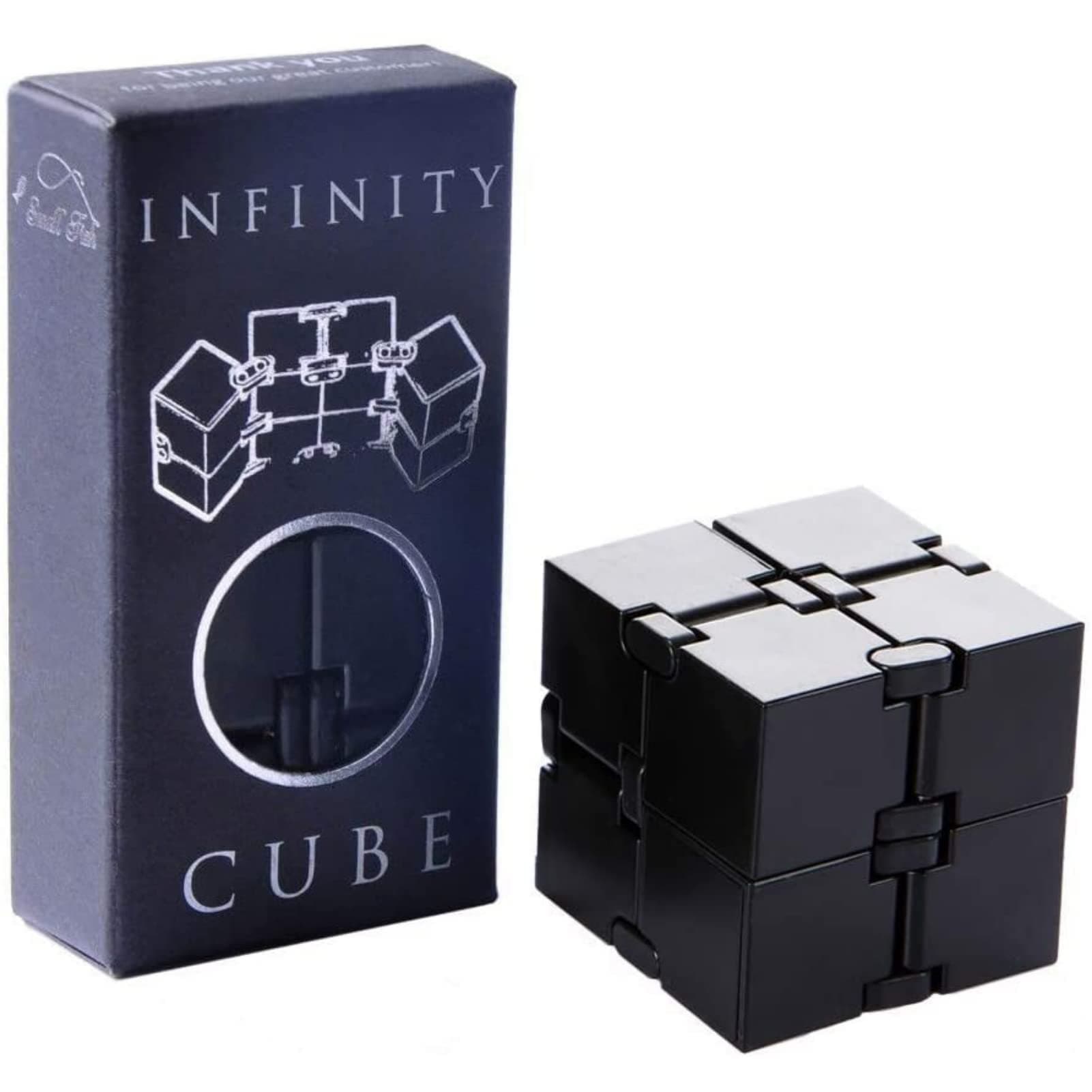 Infinity Cube Sensory Fidget Toy, EDC Fidgeting Game for Kids and Adults, Cool Mini Gadget Best for Stress and Anxiety Relief and Kill Time, Unique Idea That is Light on The Fingers and Hands Black