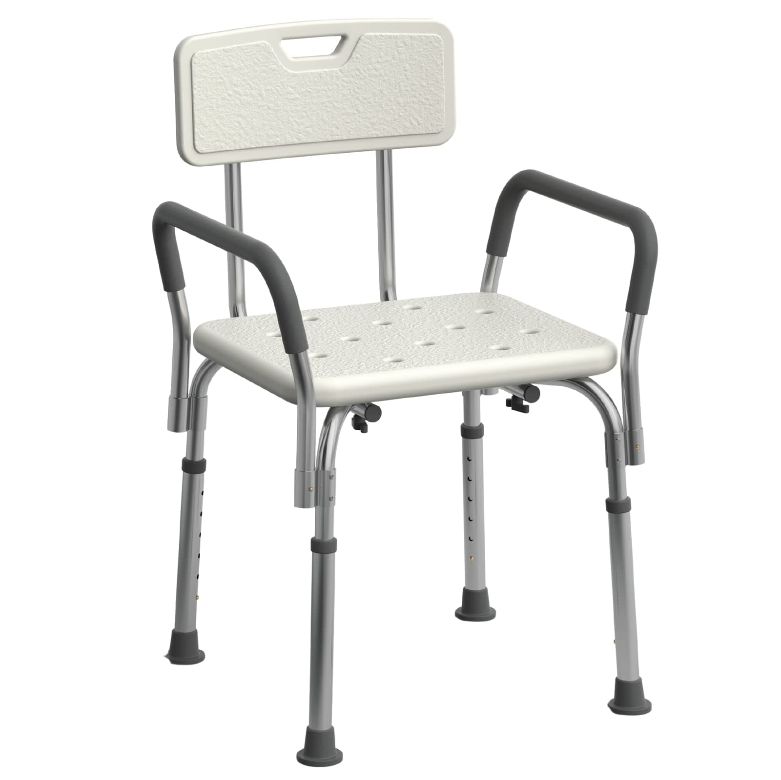 Medline Shower Chair Seat with Padded Armrests and Back, Heavy Duty Shower Stool for Bathtub, Slip Resistant Shower Seat with Adjustable Height, Shower Bench for Inside Shower with 350 lb Capacity White