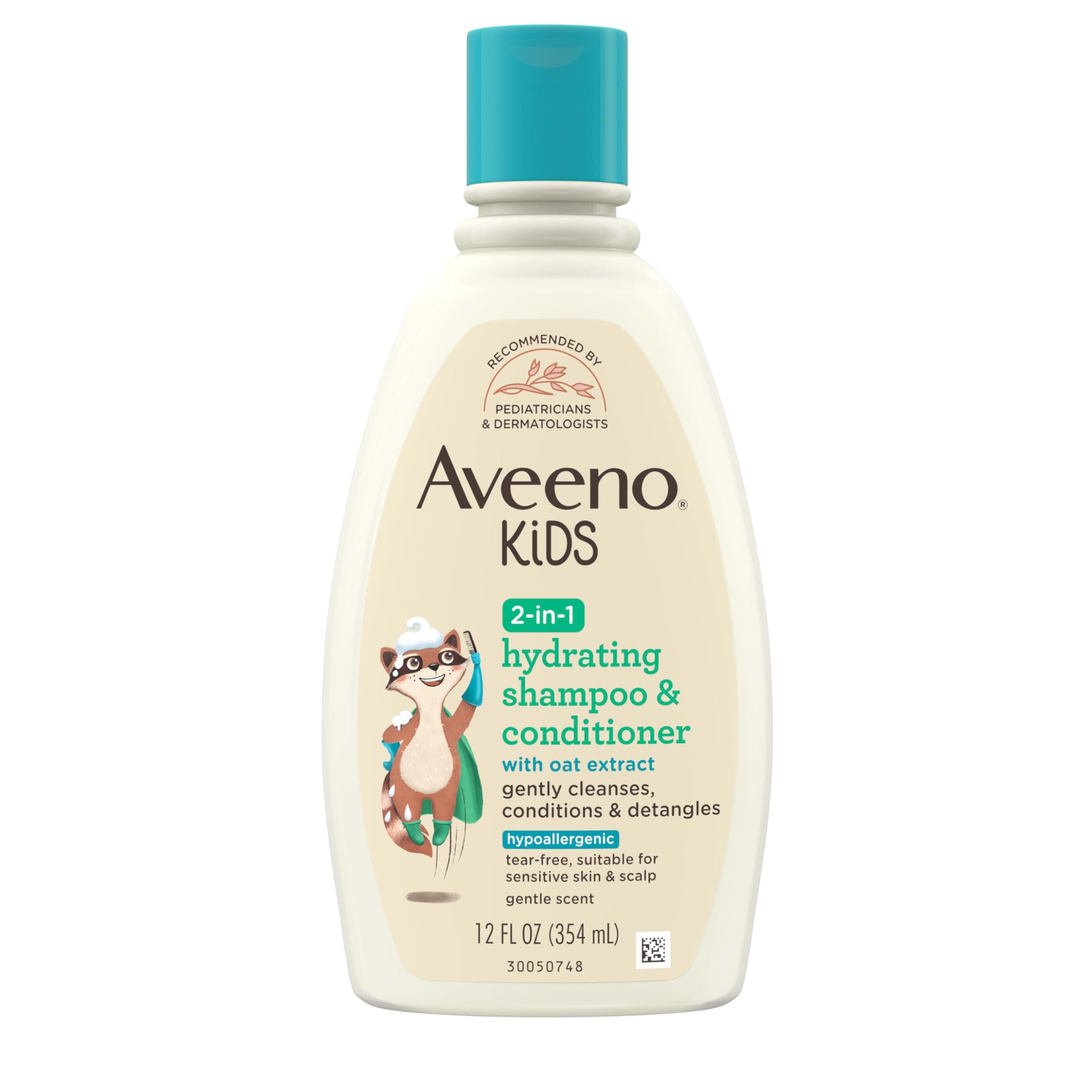 Aveeno Kids 2-in-1 Hydrating Shampoo & Conditioner, Gently Cleanses, Conditions & Detangles Kids Hair, Formulated With Oat Extract, For Sensitive Skin & Scalp, Hypoallergenic, 12 fl. oz Shampoo & Conditioner 12 Fl Oz (Pack of 1)