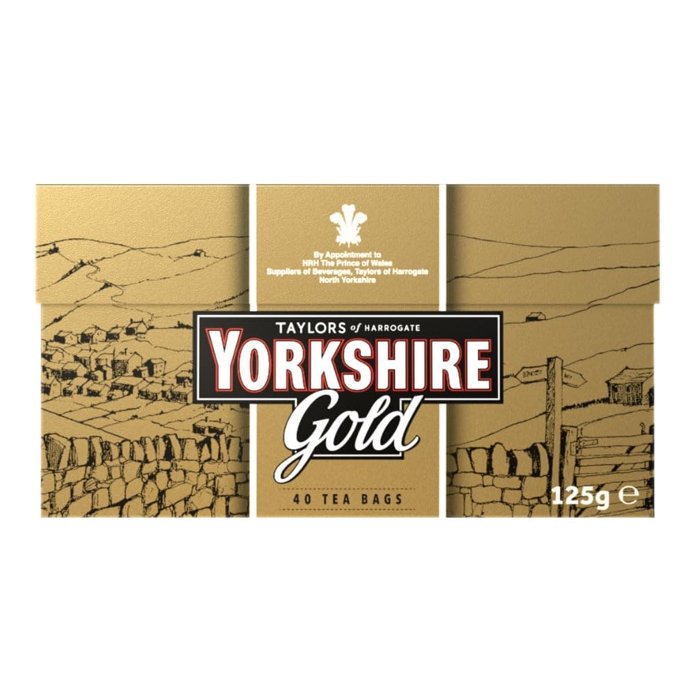 Yorkshire Tea, Gold, Pillow Tea Bags, 40 Count (Pack of 1), Premium Blend, Rich, Smooth, and Satisfying, Classic British Breakfast Blend, Caffeinated, Enjoy Hot or Iced, 40 Teabags Yorkshire Gold 40 Count (Pack of 1)