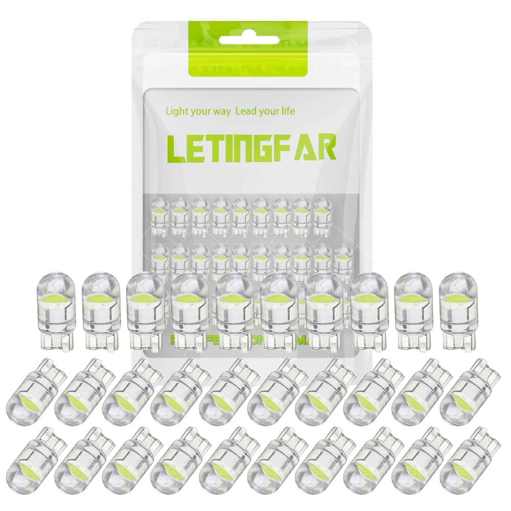 194 LED Light Bulb White 6000K Pack of 30, 168 2825 W5W T10 Wedge COB Bulbs Error Free for Car Dome Map Door Courtesy License Plate
