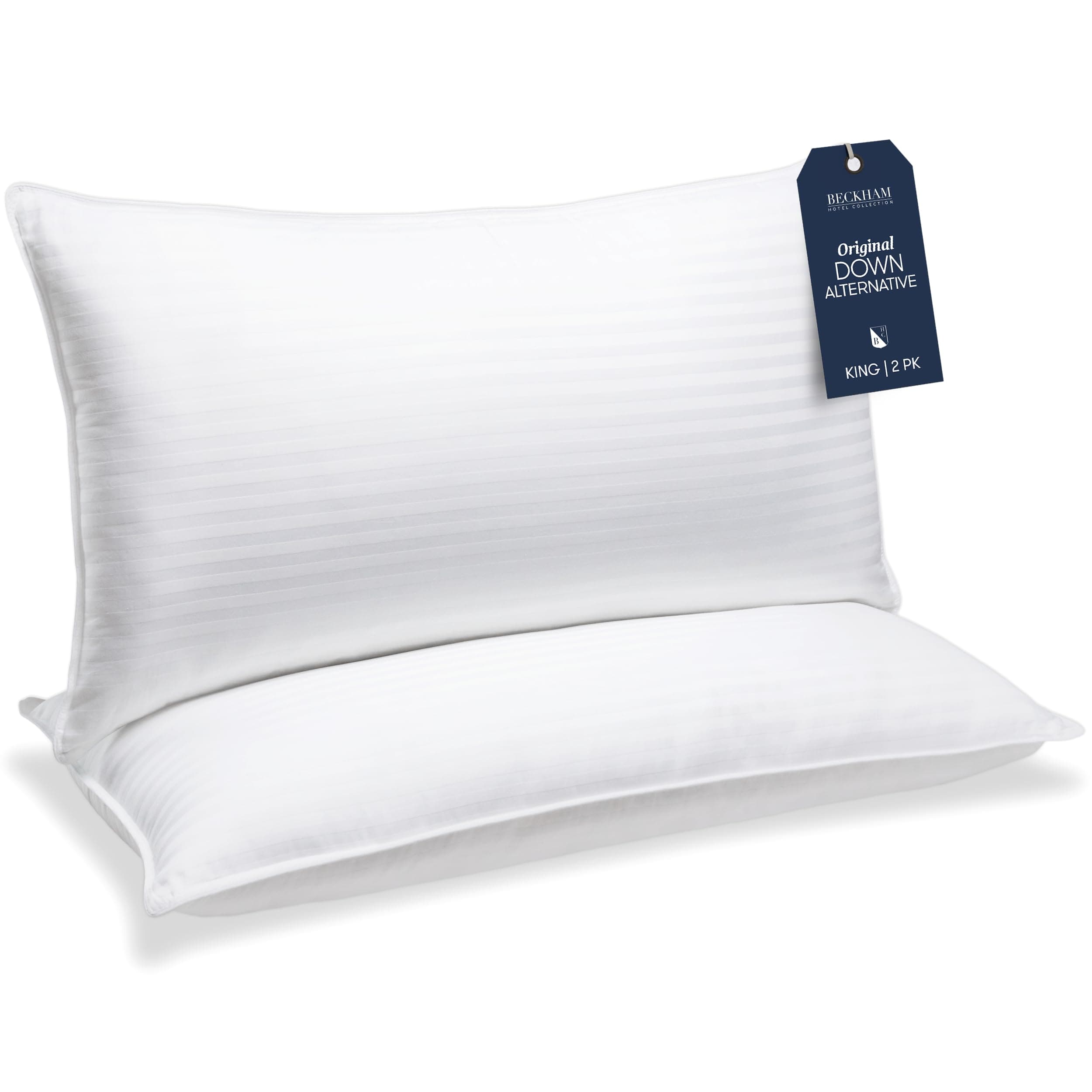 Beckham Hotel Collection Bed Pillows King Size Set of 2 - Down Alternative Pillow for Back, Stomach or Side Sleepers King White