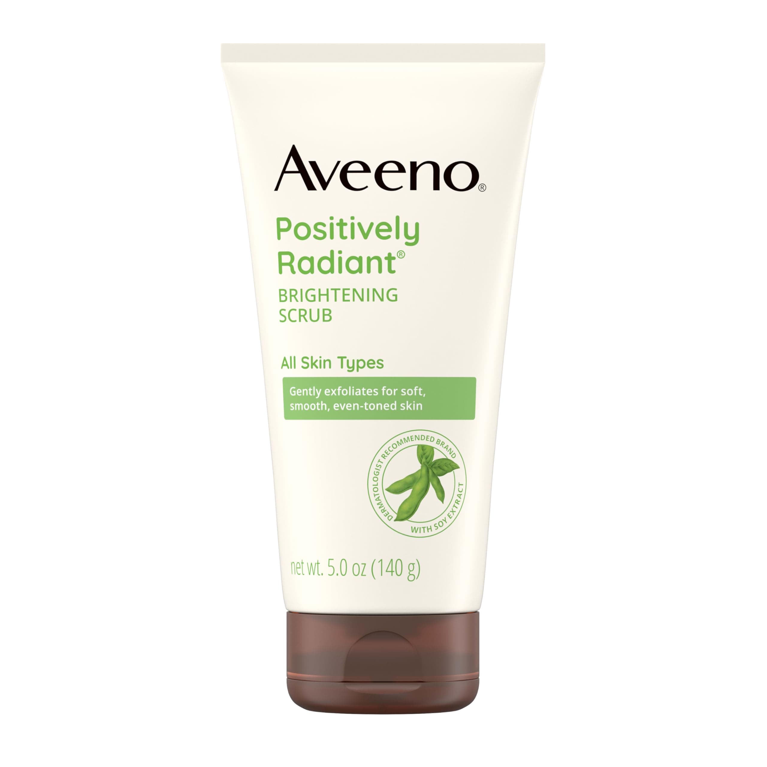 Aveeno Positively Radiant Skin Brightening Exfoliating Daily Facial Scrub, Gentle with Moisture-Rich Soy Extract, Helps Improve Skin Tone & Texture, Oil- & Soap-Free, Hypoallergenic, 5 oz Unscented 5 Ounce (Pack of 1)