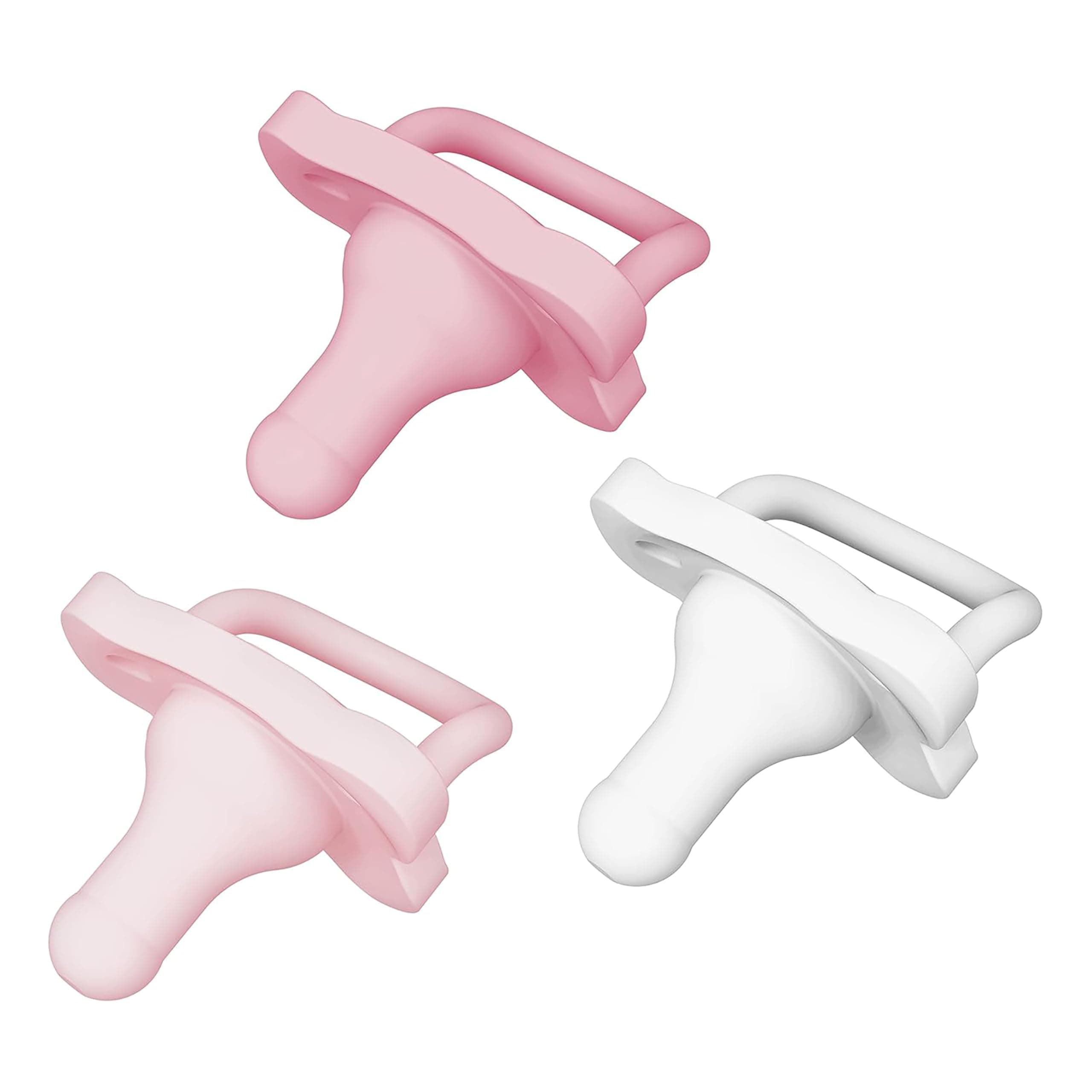 Dr. Brown's HappyPaci 100% Silicone Baby Pacifier, Contoured One-Piece Design, Light Pink/Pink/White, 0-6m, BPA-Free, 3-Pack 3-Pack, Light Pink/Pink/White
