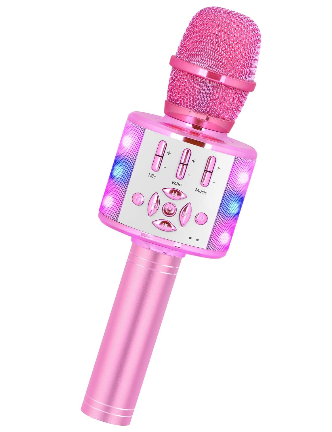 Amazmic Toys for Girls, Kids Karaoke Microphone Toddler Microphone for Kids with Lights, for Girls, Birthday Party Boys Toy Age 3 4 5 6 7 8+(Light Pink) Light PinkColor