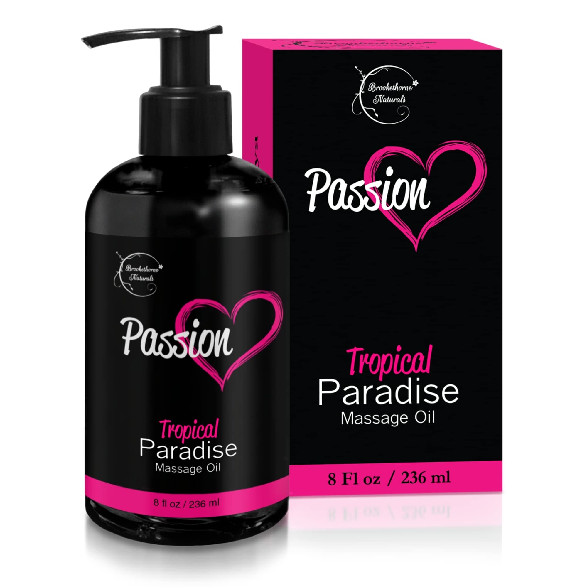 Passion Sensual Massage Oil for Date Night | 100% Natural Body Oil for Couples with Jojoba & Almond | Aromatherapy & Relaxing Massage Therapy | Perfect Glide & Smooth Skin | Tropical Paradise Scent 8.5 Fl Oz (Pack of 1)