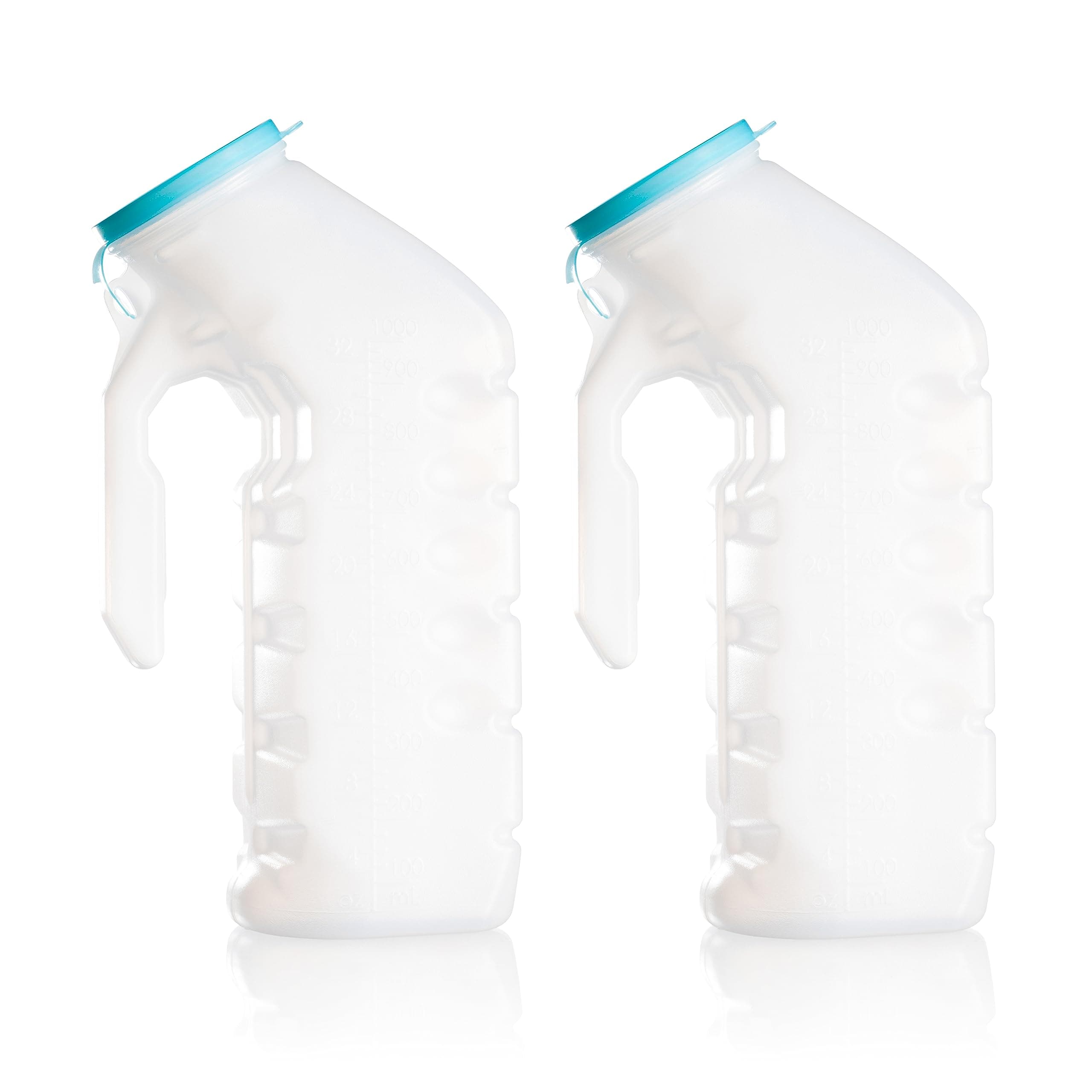 Urinals for Men with Translucent Lid – 32 Oz. Bottle – 2 Pack-Male Urinal Bottles with Glow in The Dark Lid– Durable and Reliable – Practical Design – for Camping, Travel People 2 packs 32