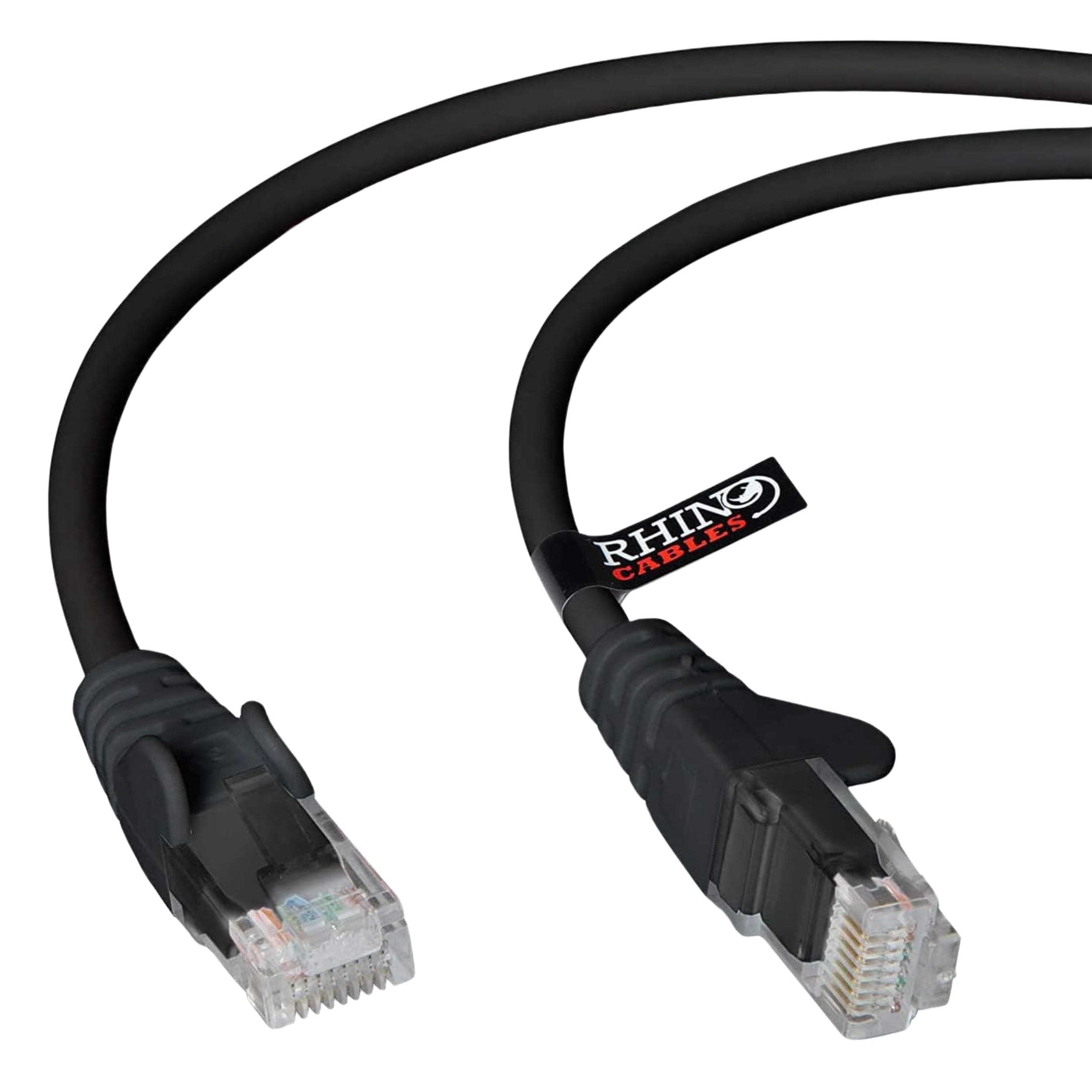 rhinocables CAT 6 High-Speed Gigabit Ethernet Cable - Patch Network Lead for LAN| Snagless UTP with LSZH Jacket | RJ45 Connector - Internet, Router, Modem, Smart TV, PC & More (0.8ft, Black) 0.8ft Pack of 1 Black