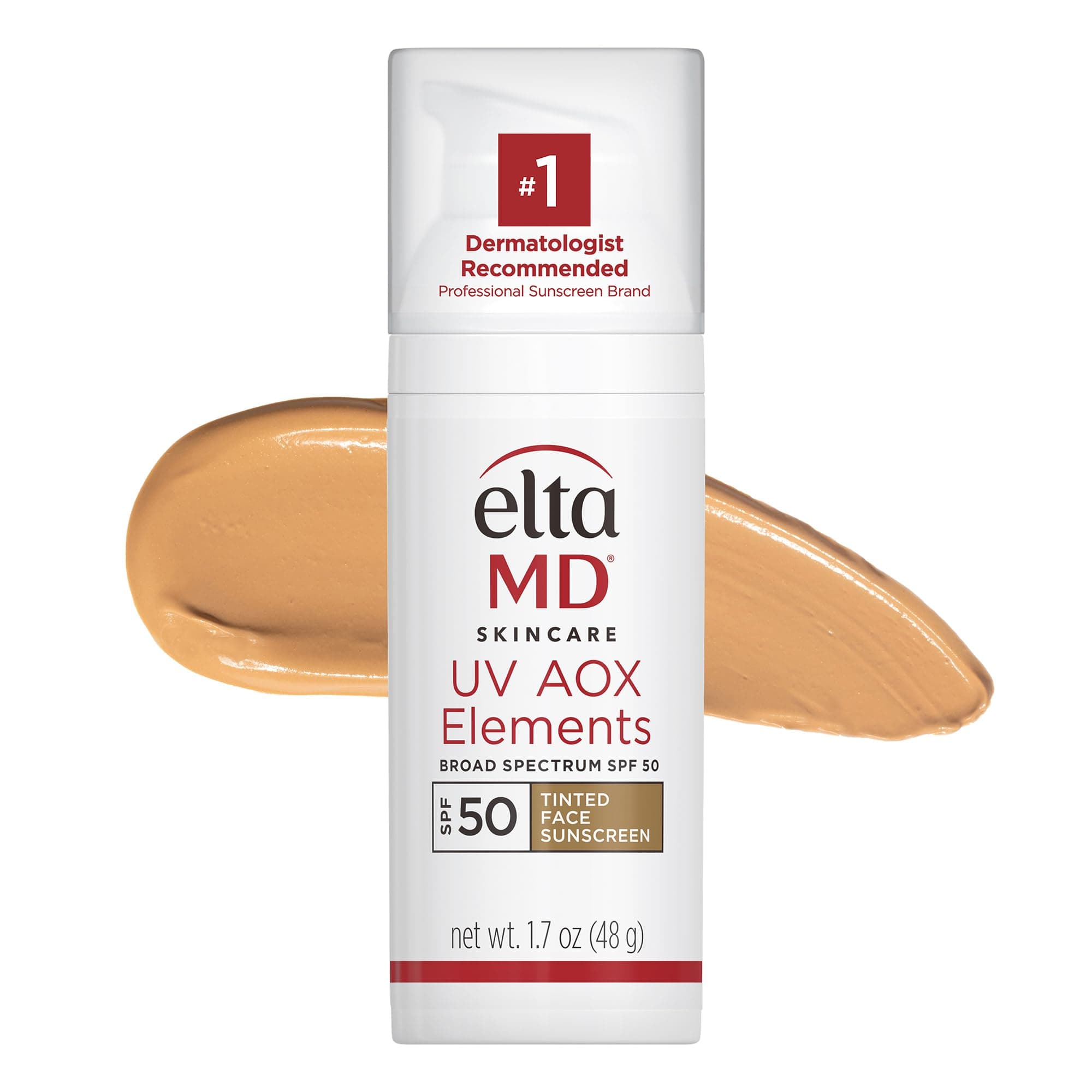 EltaMD UV AOX Elements Tinted Mineral Face Sunscreen Lotion, Tinted Moisturizer for Face SPF 50 with Antioxidants, For Dry Sensitive Skin 1.7 oz Pump 1.7 Ounce (Pack of 1)
