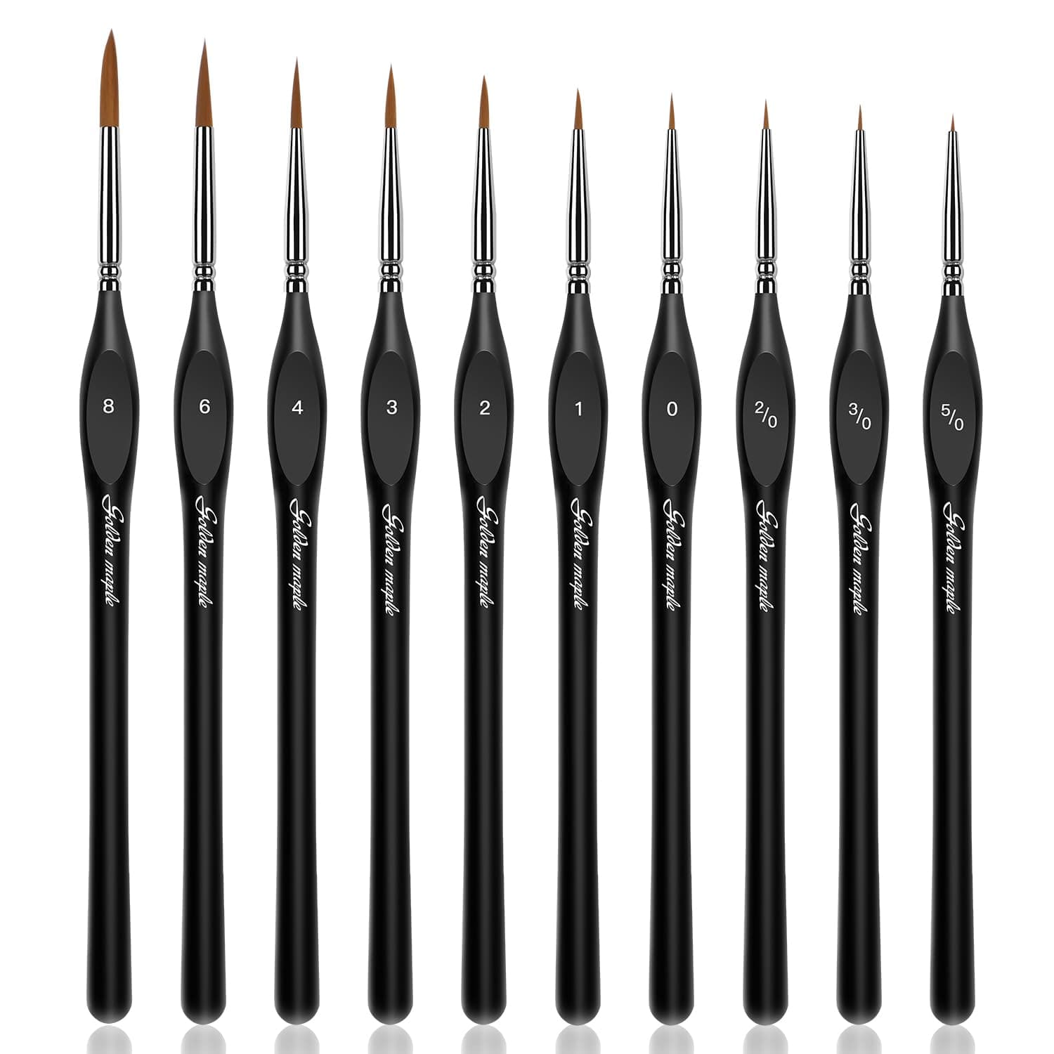 Golden Maple Detail Paint Brushes Set 10pcs Miniature Brushes for Fine Detailing & Art Painting - Acrylic, Watercolor, Oil, Models 10BK