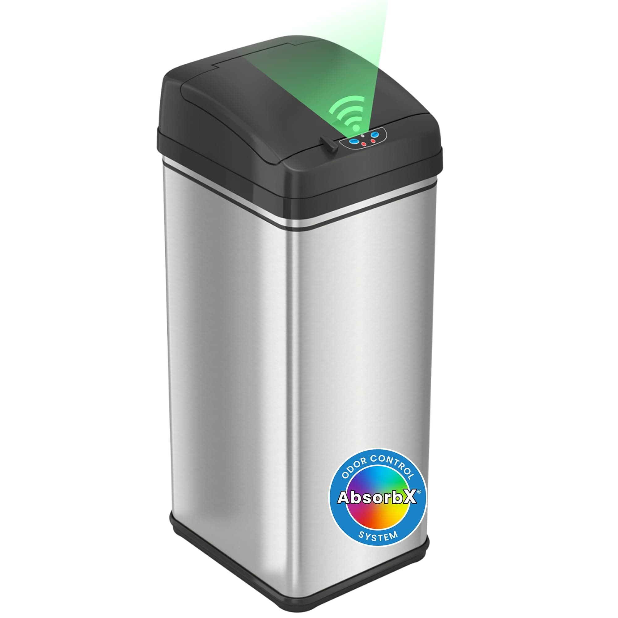 iTouchless 50 Liter / 13 Gallon Kitchen Trash Can with Lid & Odor Filter – Motion Sensor Stainless Steel Garbage Bin for Home, Office, or Garage – Slim, Large Capacity Design Brushed Silver