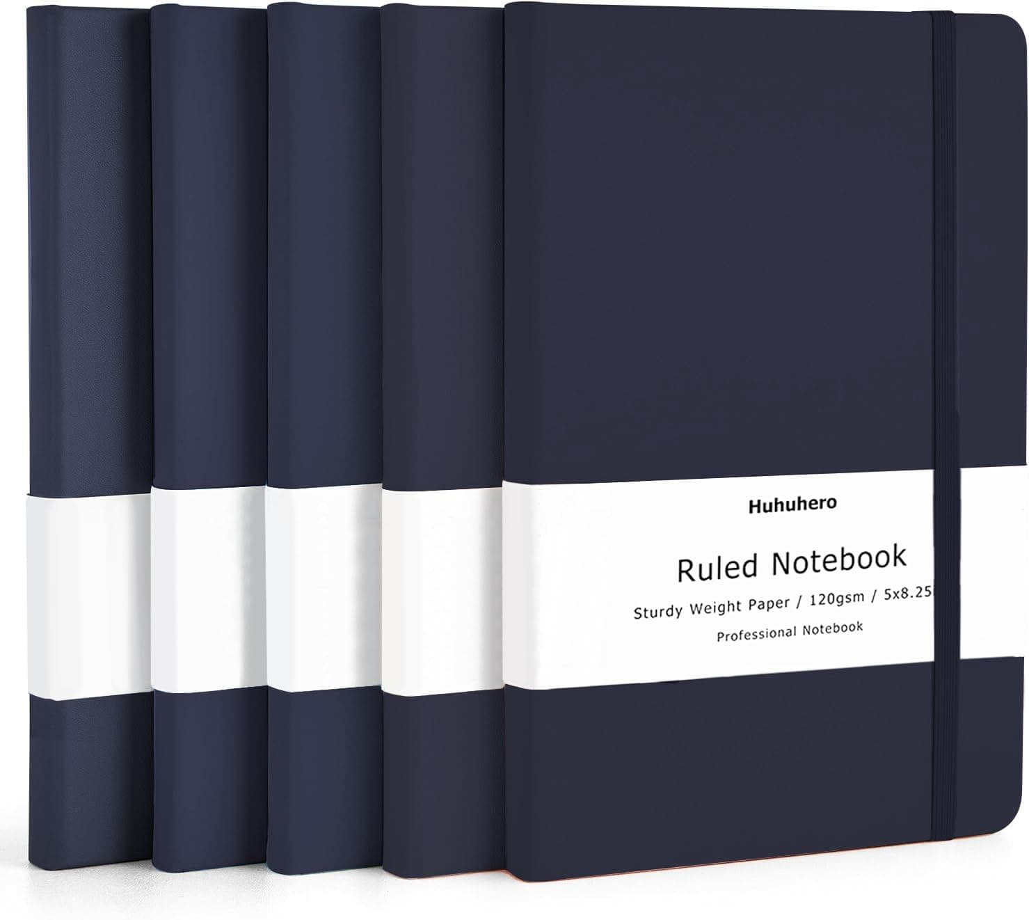 Huhuhero Notebooks Journal, Ruled Notebook, Premium Thick Paper Lined Journal, Black Hardcover Notebook for Office Home School Business Writing Note Taking Journaling, 5"×8.25" (5, Navy Blue) 5 Navy Blue