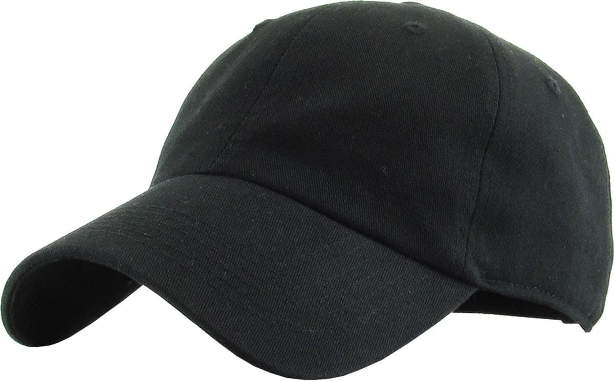 KBETHOS® Classic Cotton Adjustable Low Crown Cotton Baseball Cap One Size Black