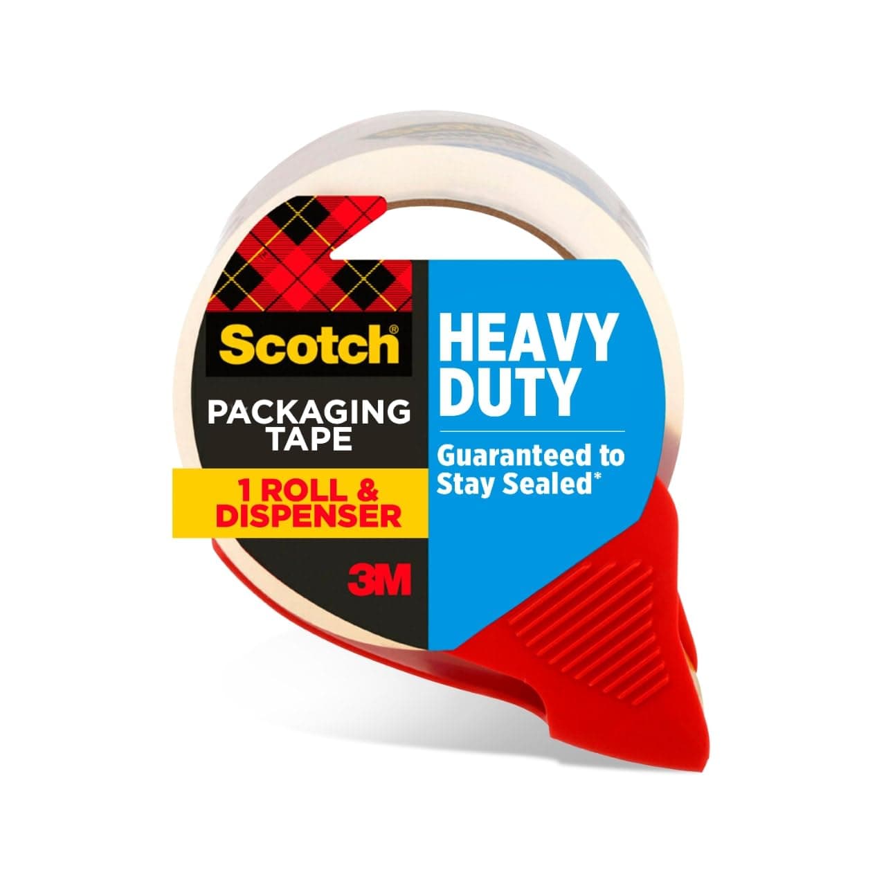Scotch Heavy Duty Shipping Packing Tape, Clear, Holiday Shipping Supplies, 1.88 in. x 38.2 yd., 1 Tape Roll with Dispenser 1 Roll Tape in Dispensers