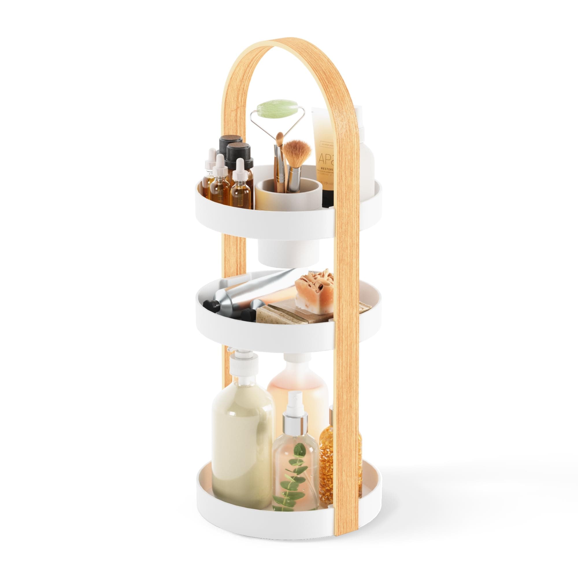 Umbra Bellwood Cosmetic Organizer, (50.2x19.5x19.3cm), White/Natural White/Natural Large