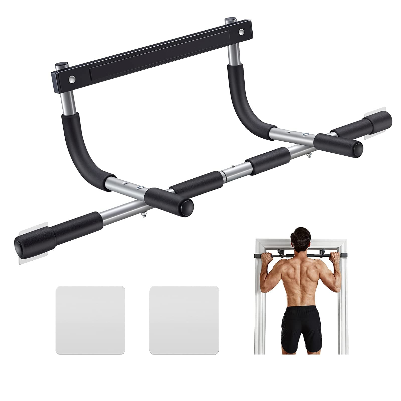 Ally Peaks Pull Up Bar for Doorway | Thickened Steel Max Limit 440 lbs Upper Body Fitness Workout Bar| Multi-Grip Strength for Doorway | Indoor Chin-Up Bar Fitness Trainer for Home Gym Portable silver2