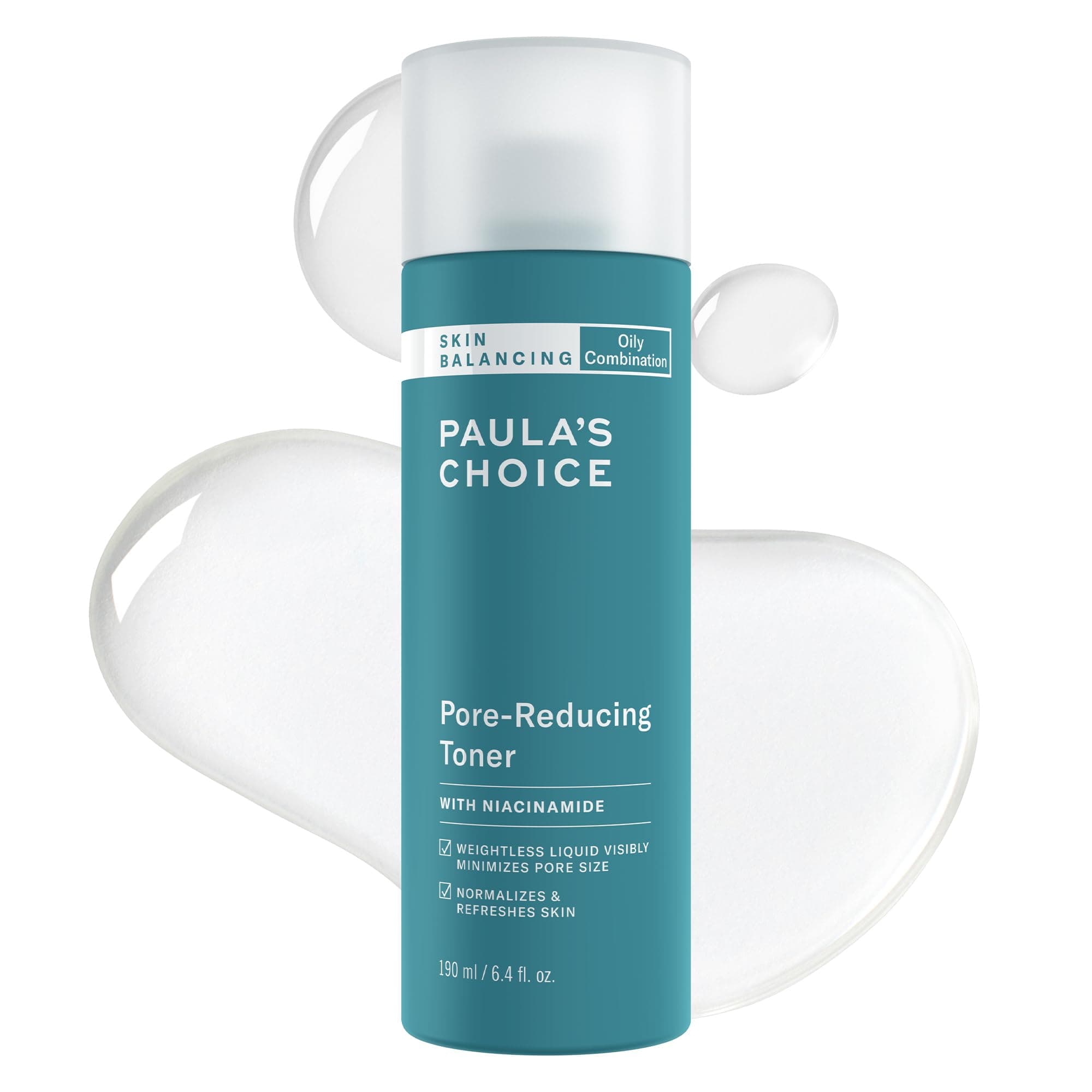 Paula's Choice SKIN BALANCING Pore-Reducing Face Toner with Niacinamide, for Oily Skin & Combination, Minimizes Large Pores, Controls Oil & Shine, Hydrates & Replenishes, Fragrance-Free Full Size - 6.4 Fl Oz