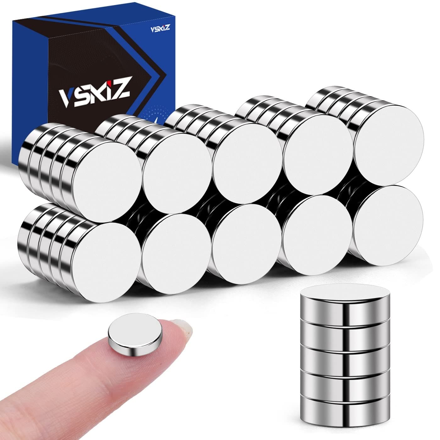 Refrigerator Magnets 50 Pcs, 10x3mm Tiny Round Disc Small Whiteboard Magnets for Crafts, DIY, Office, Dry Erase Board 10x3-50p Silver