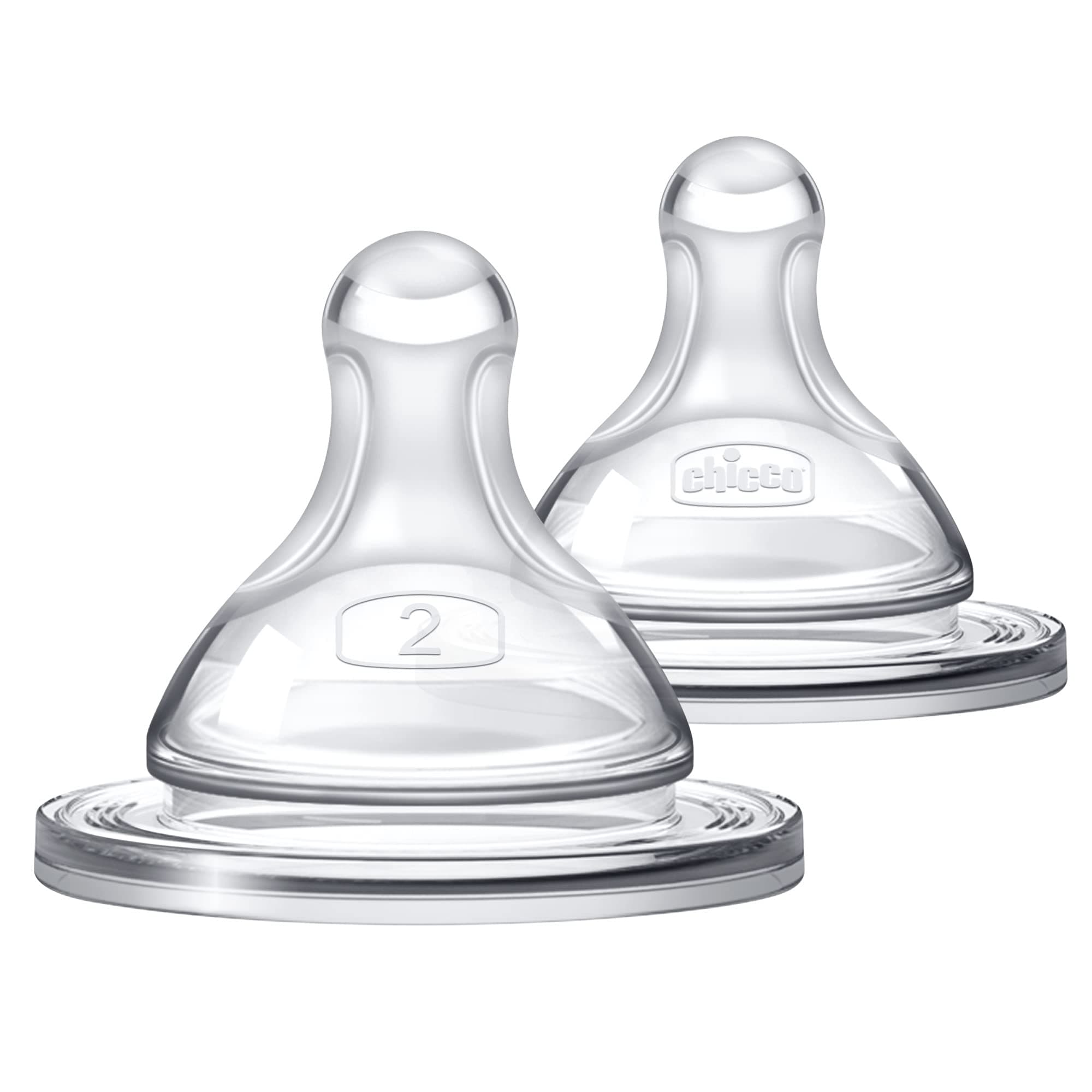 Chicco Duo 100% Silicone Intui-Latch Baby Bottle Nipple with Anti-Colic Valve | Skin-Like Texture and Breast-Like Flow | Stage 2, Medium Flow | 2pk | 3+ Months 1 Count (Pack of 1) Stage Two