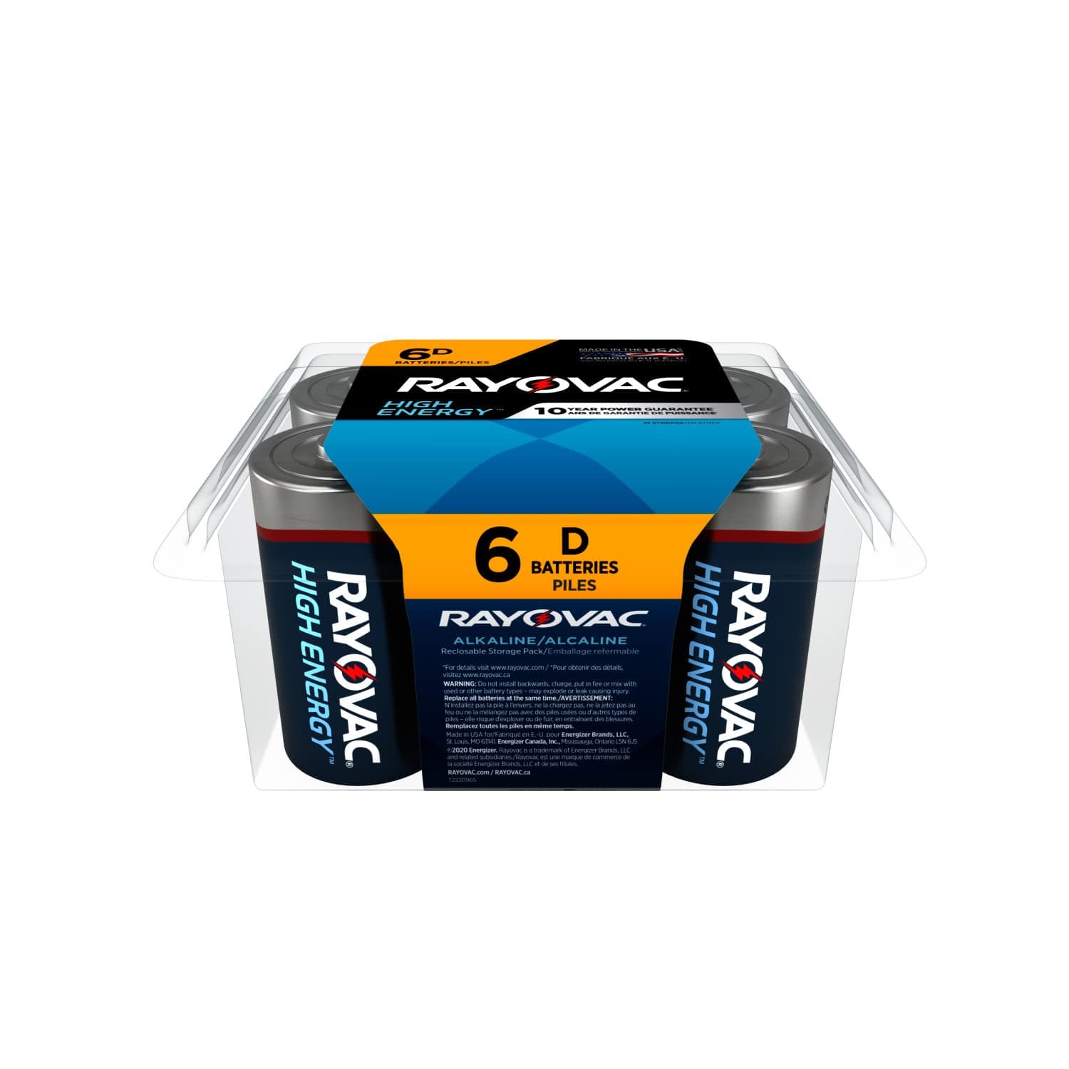 Rayovac D Batteries, D Cell Battery Alkaline, 6 Count 6 Count (Pack of 1) D, 6 Count 6 Count