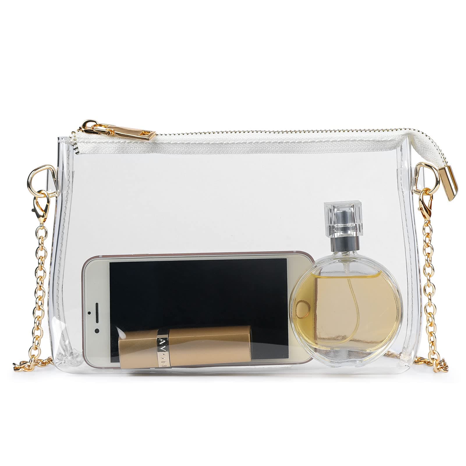 Lorbro Clear Purse for Women Stadium Approved, Clear Crossbody Bag with Zipper Closure, Transparent Purse for Concert Sports