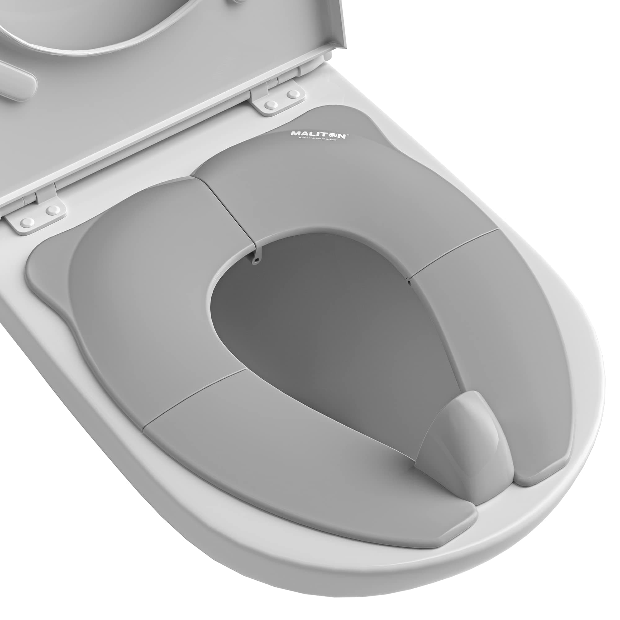 Travel Potty Seat for Toddler & Kid, Maliton Portable Potty Seat with Storage Bag, Foldable Potty for Toddler Travel, Non-Slip Potty Training Toilet Seat Cover with Splash Guard (Grey) Gray