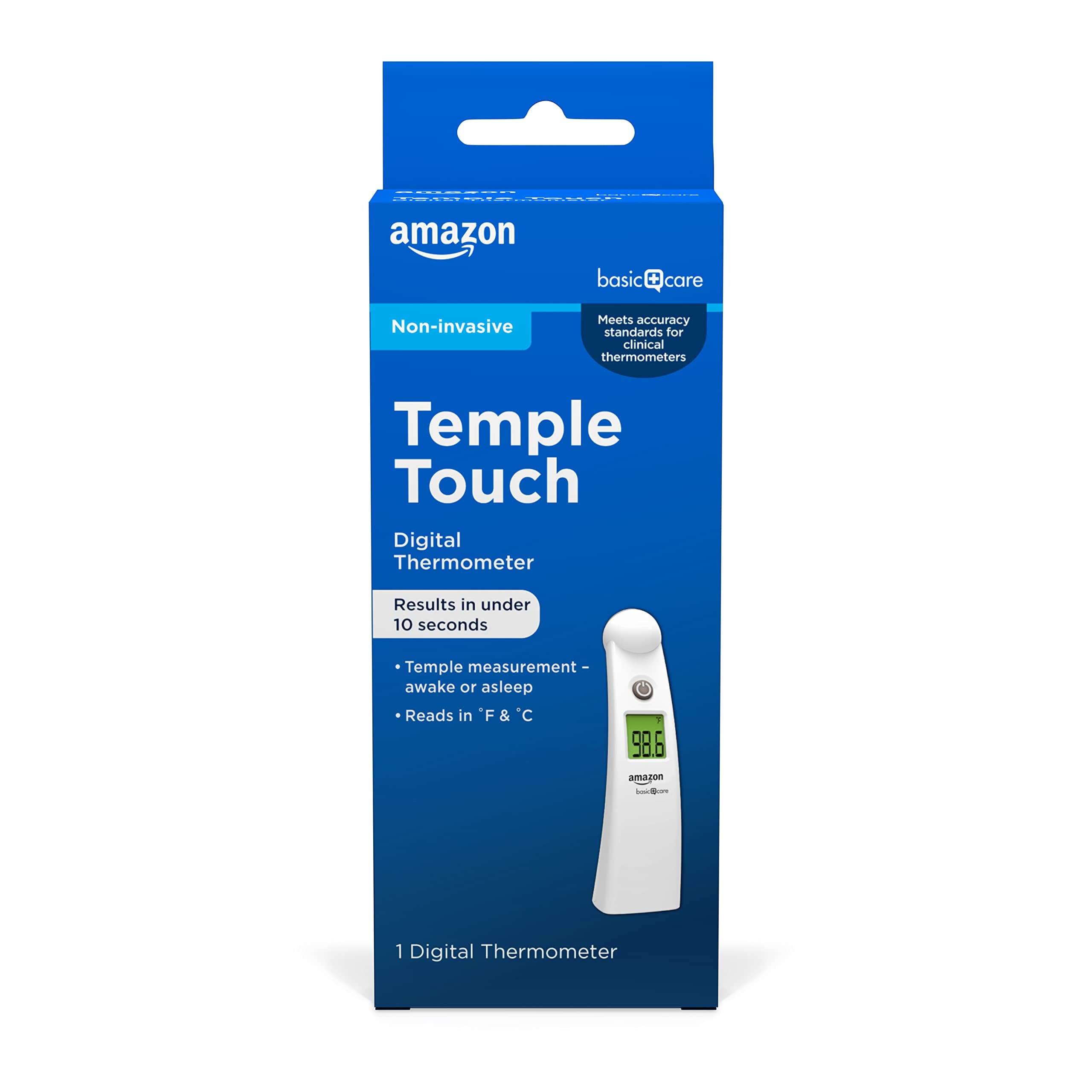 Amazon Basic Care Temple Touch Digital Thermometer, White Pack of 1