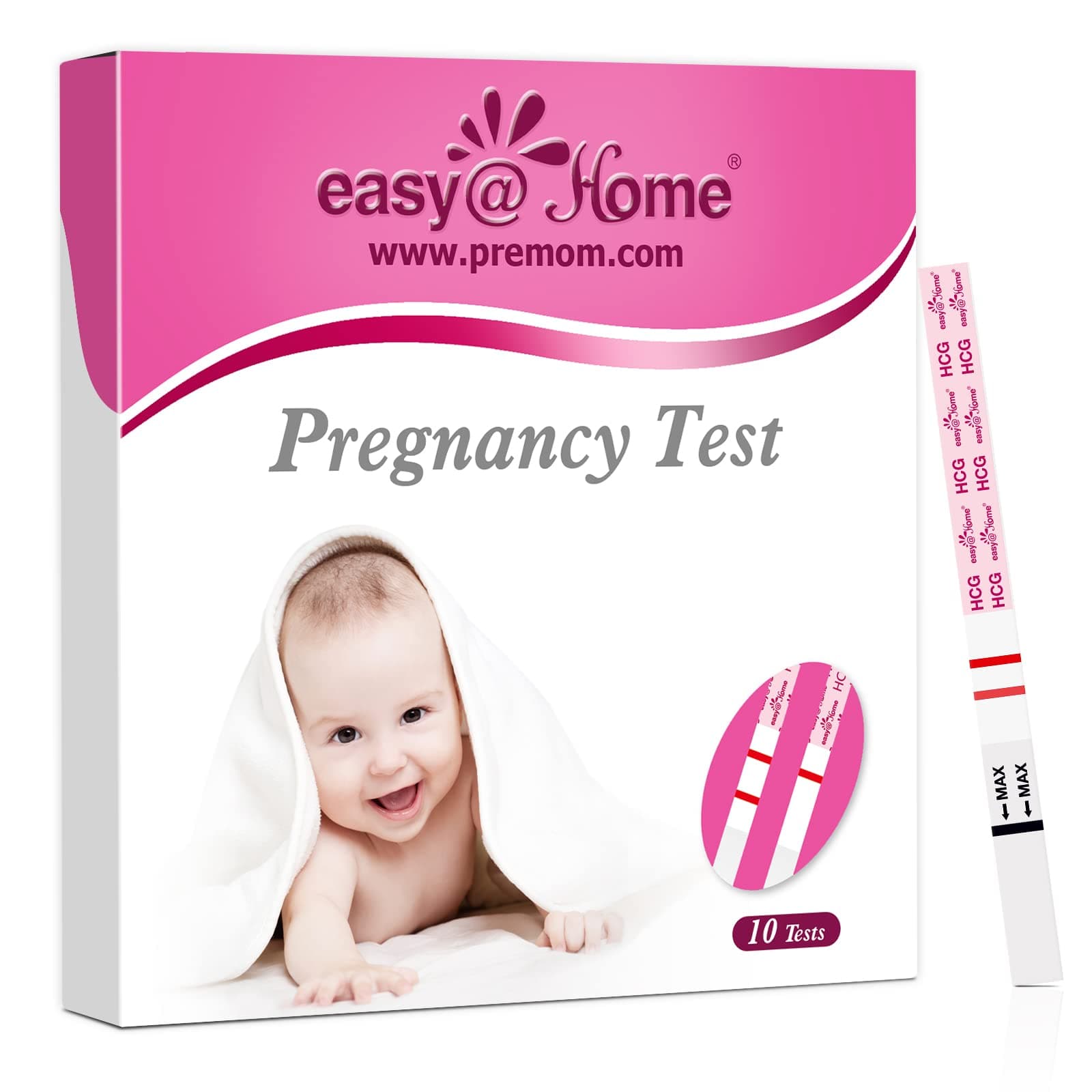 Easy@Home Pregnancy Test Strips Kit: 10 Pack hCG Test Strips - Early Detection Home Pregnancy Strips Bulk 10 count (Pack of 1)