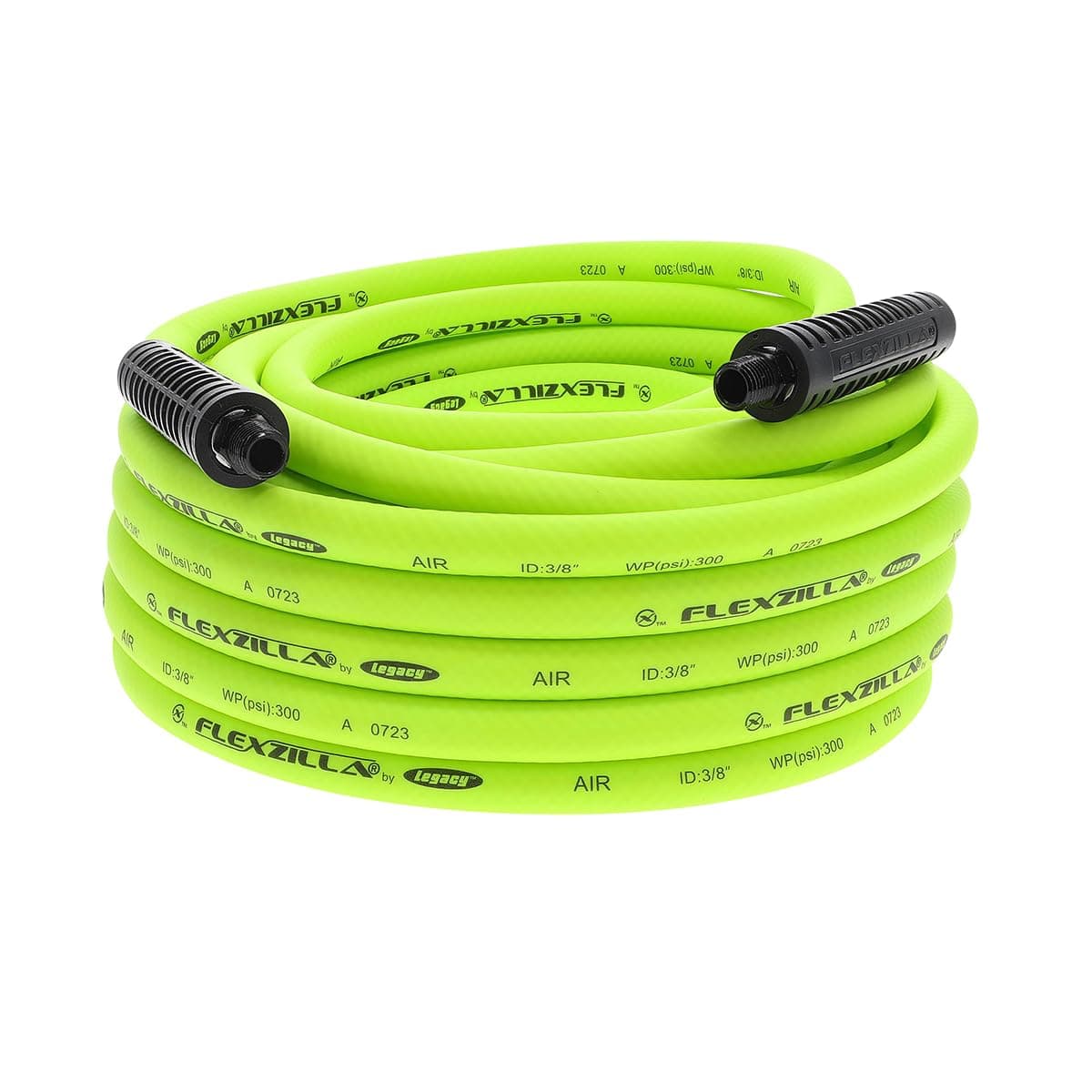 Flexzilla Air Hose, 3/8 in. x 50 ft., 1/4 in. MNPT Fittings, Heavy Duty, Lightweight, Hybrid, ZillaGreen - HFZ3850YW2 3/8" 50ft