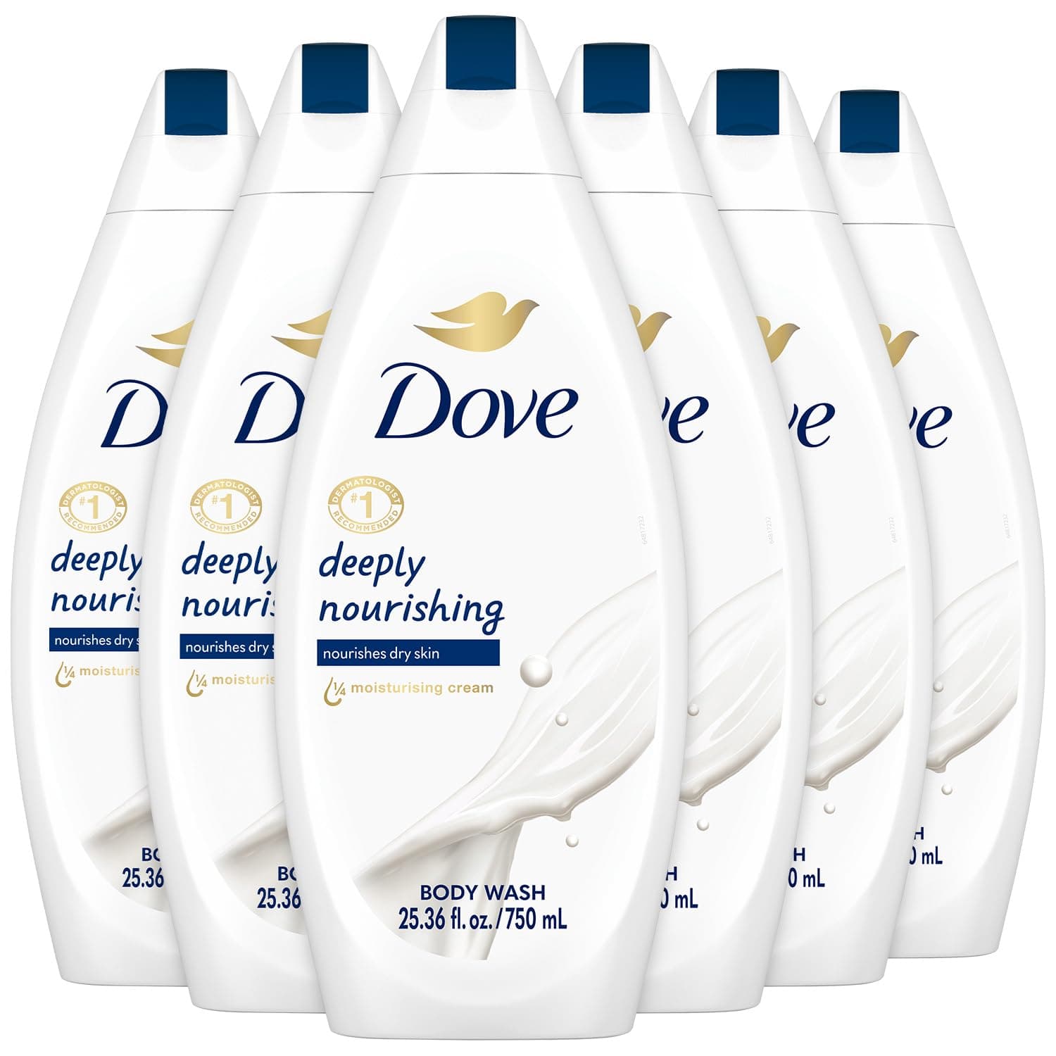 Dove Body Wash 6-Pack – Deeply Nourishing for Softer, Smoother Skin, 25.4 Oz Ea