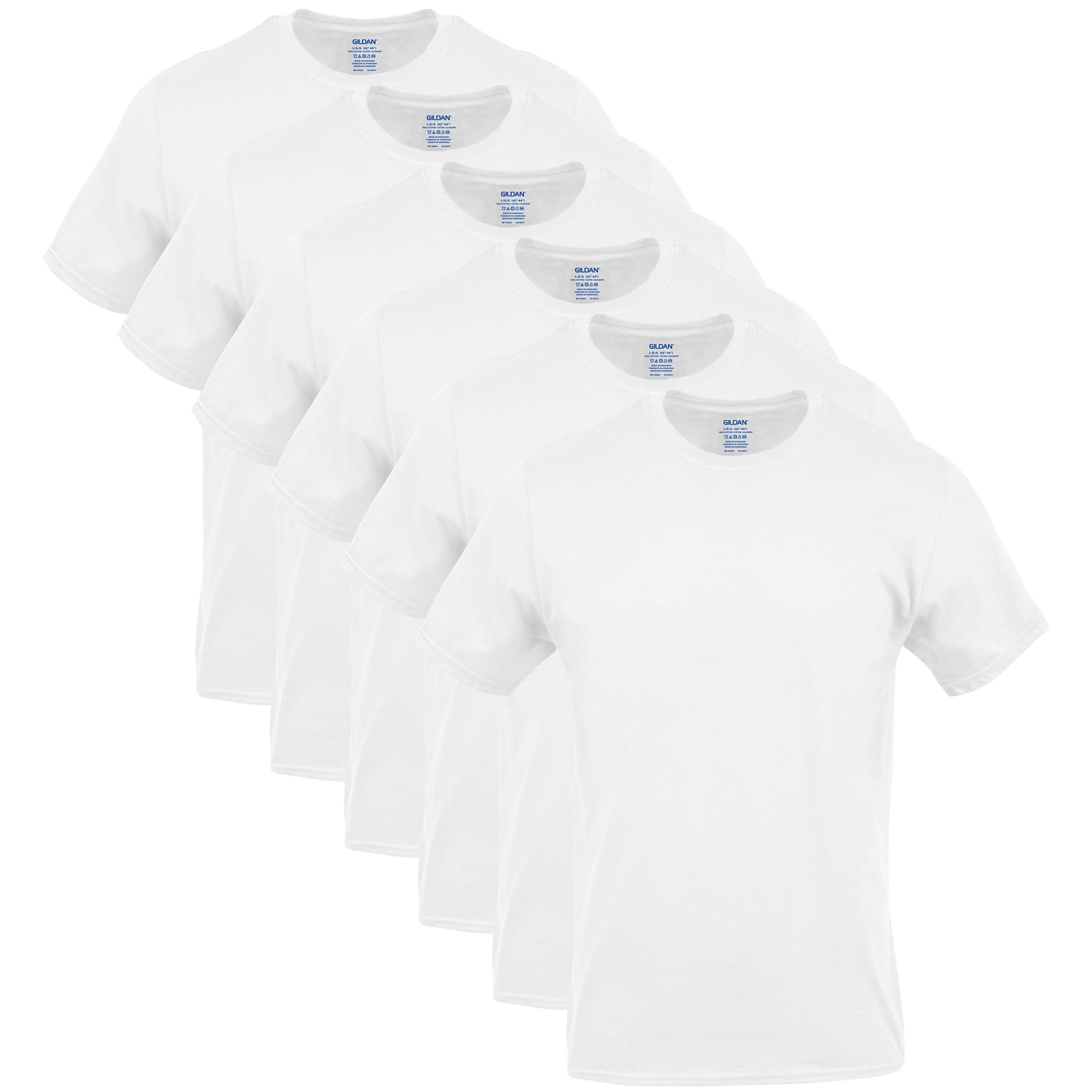 Gildan Men's Crew T-Shirts, Multipack, Style G1100 6 White (6-pack) Large