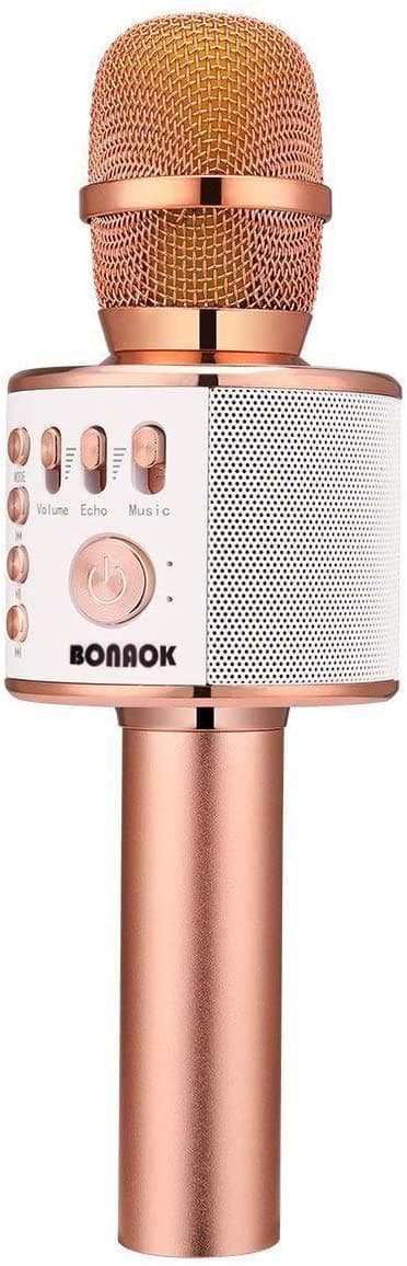 BONAOK BONAOK Wireless Bluetooth Karaoke Microphone,3-in-1 Portable Handheld Karaoke Mic Speaker Machine Home Party Birthday for All Smartphones PC(Q37 Rose Gold)