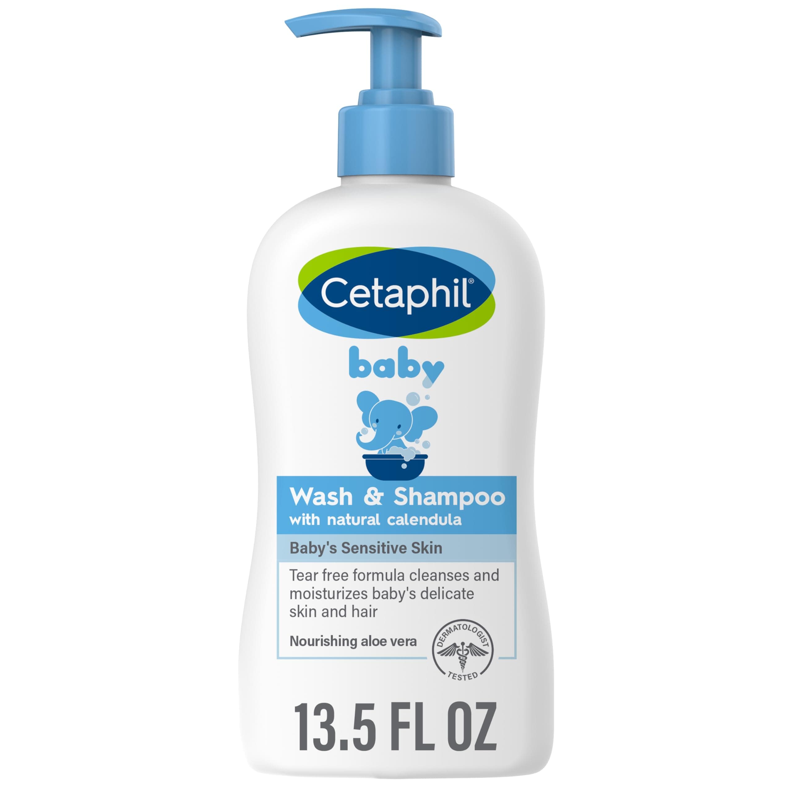 Cetaphil Baby Wash & Shampoo with Organic Calendula, Tear Free, Paraben, Colorant and Mineral Oil Free, 13.5 Fl. Oz NEW 13.5oz, Wash & Shampoo